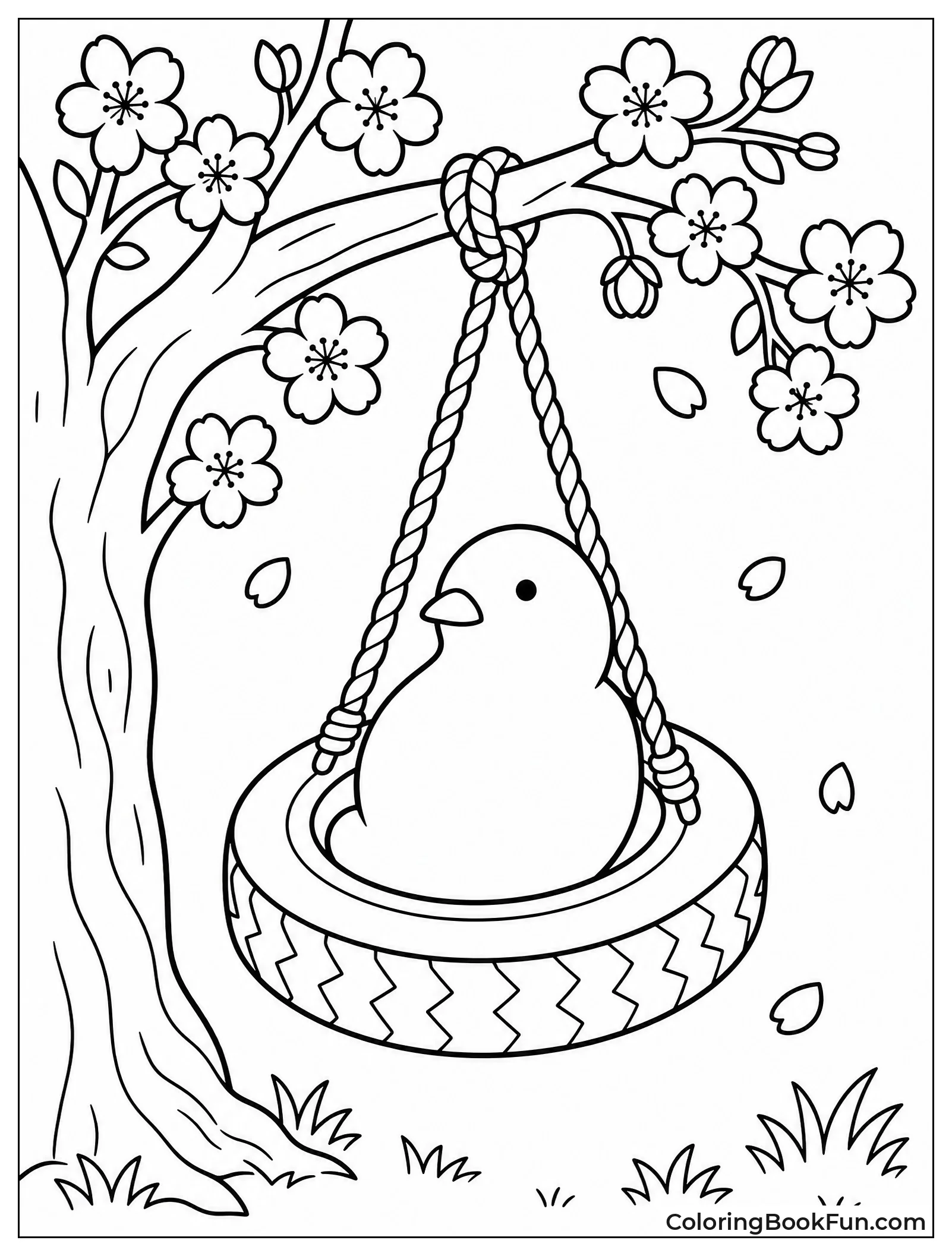 Chick Swinging from Cherry Tree