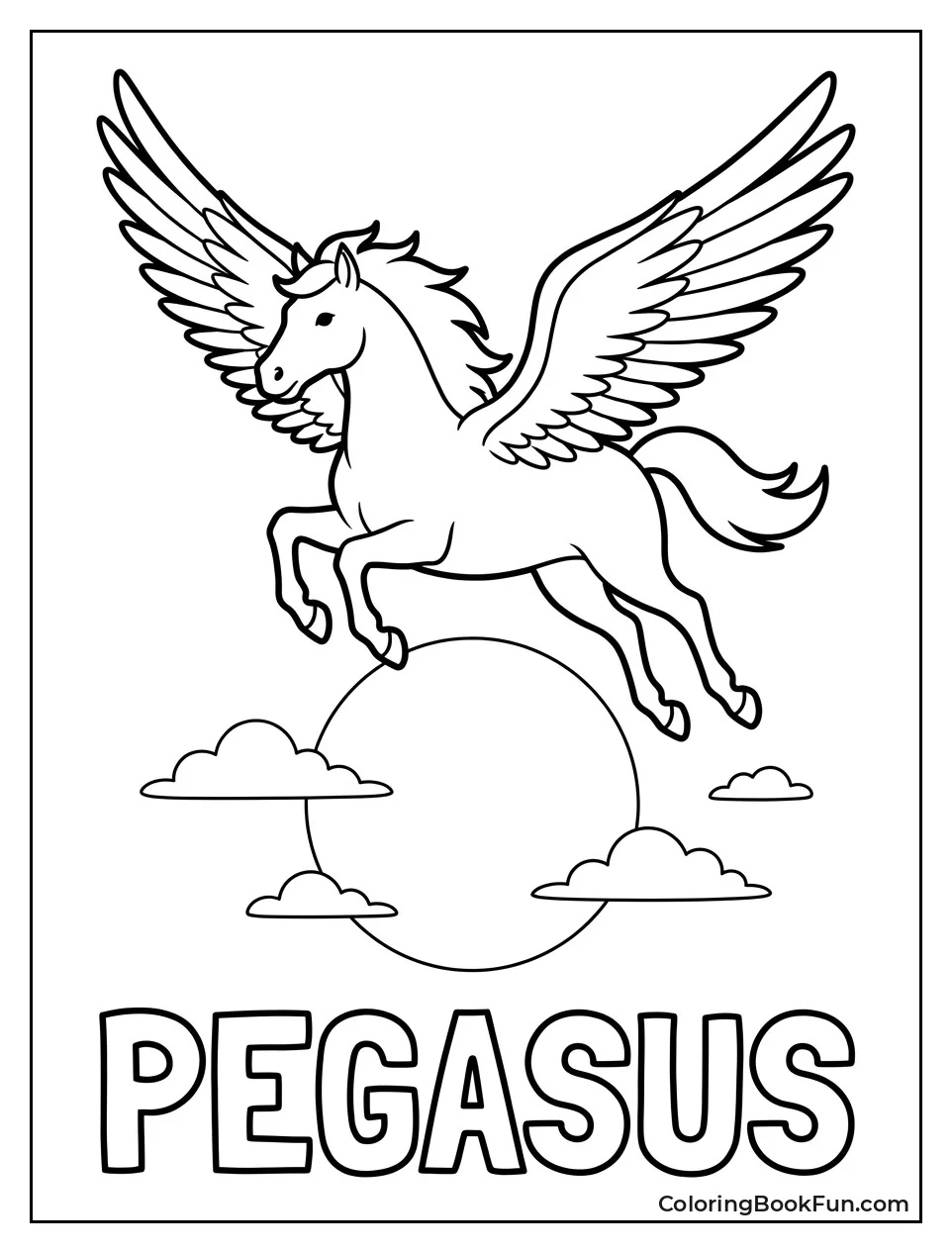 Pegasus Flying Past a Glowing Moon