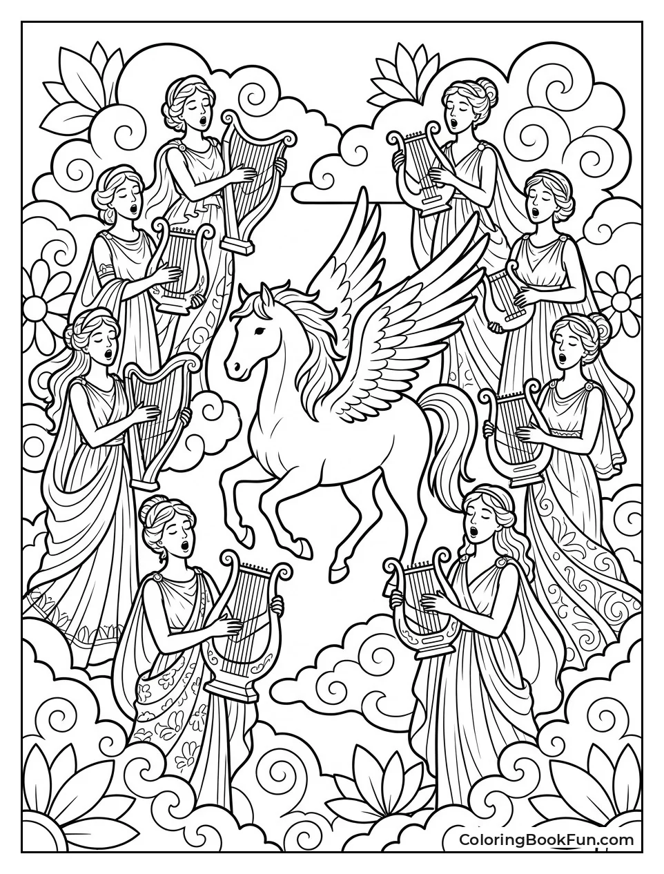 Pegasus with the Nine Singing Muses