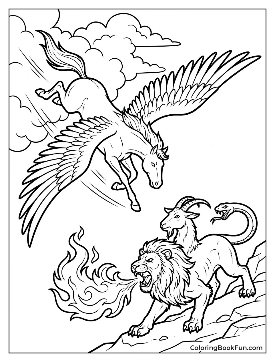 Pegasus Fighting the Fierce Chimera