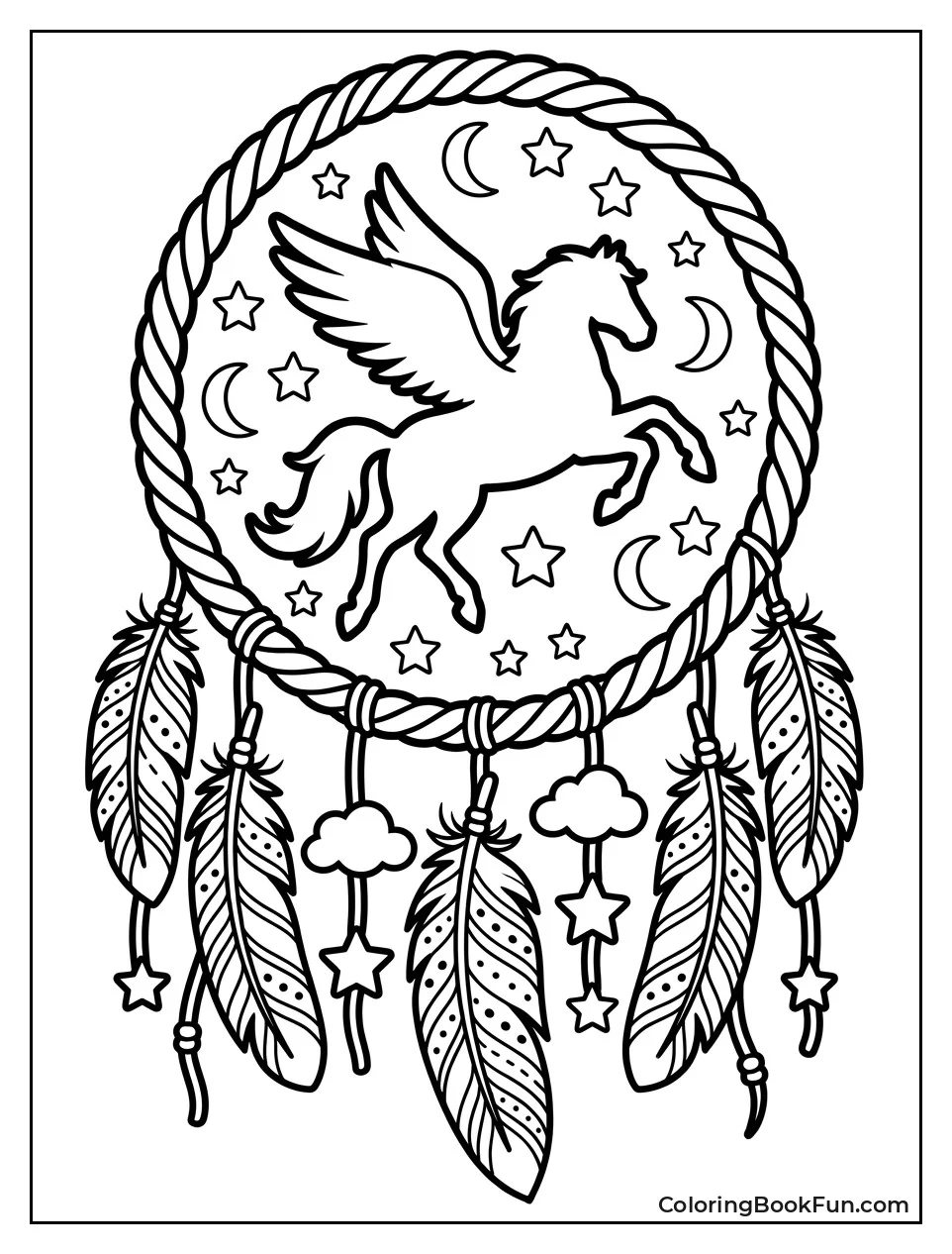 Dreamcatcher with Pegasus Silhouette Inside