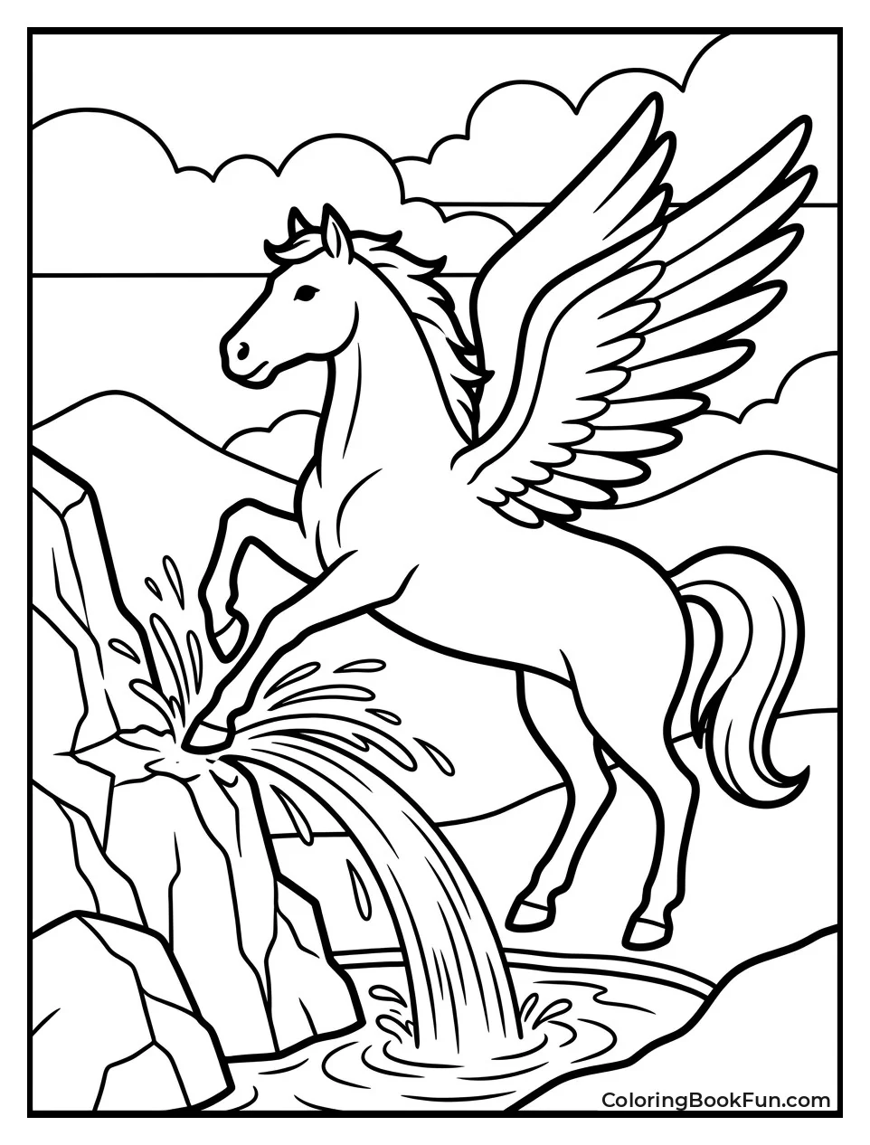 Pegasus Creating the Magical Hippocrene Spring