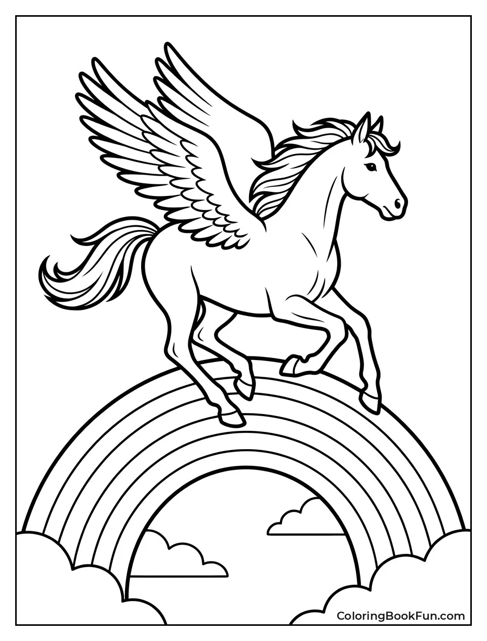 Pegasus Racing Across a Rainbow
