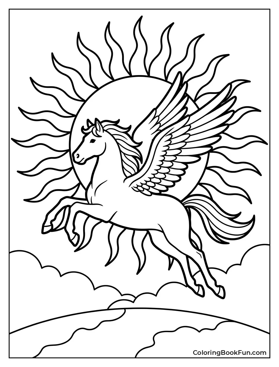 Pegasus Silhouetted Against a Bright Sun