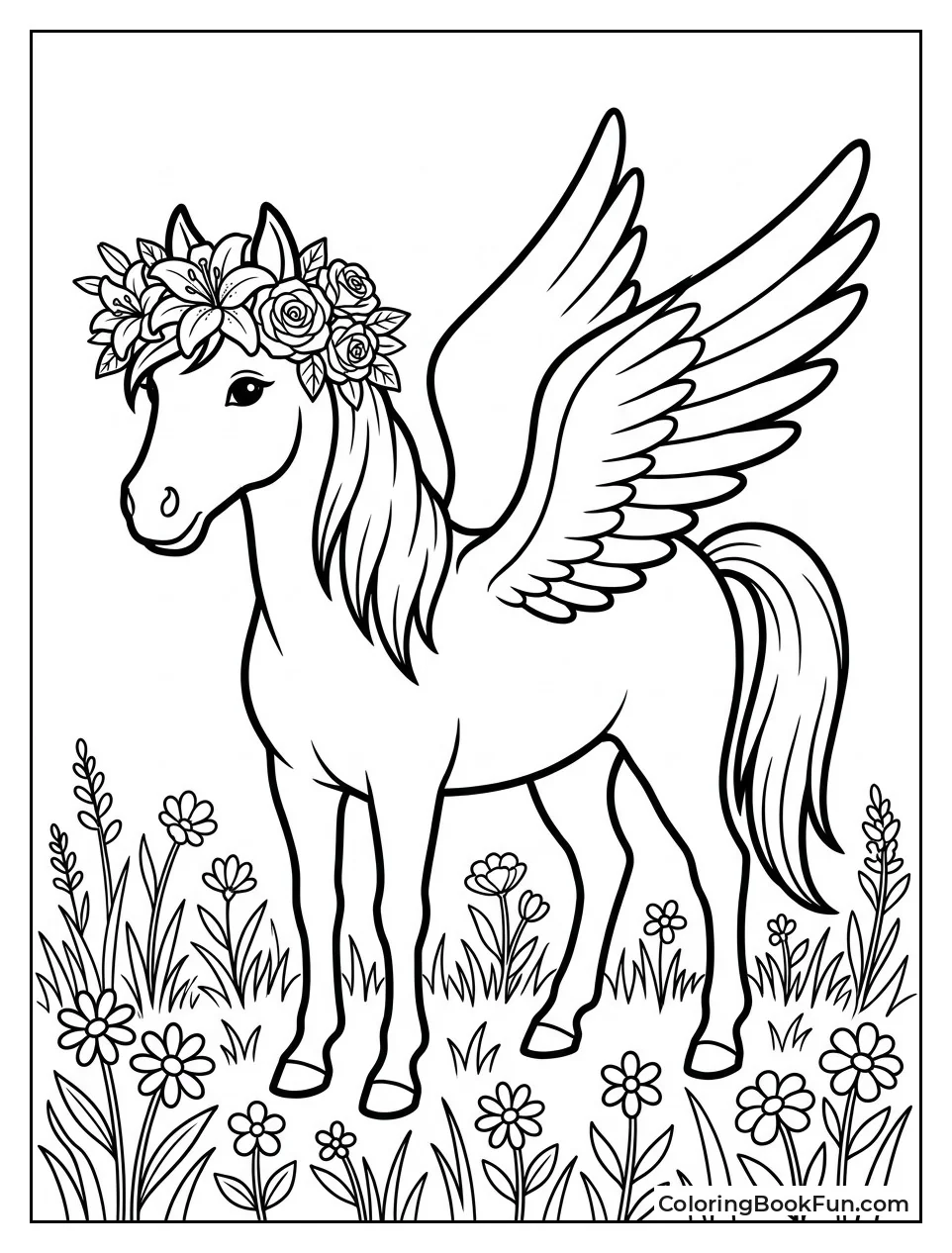 Pegasus Wearing a Flower Crown