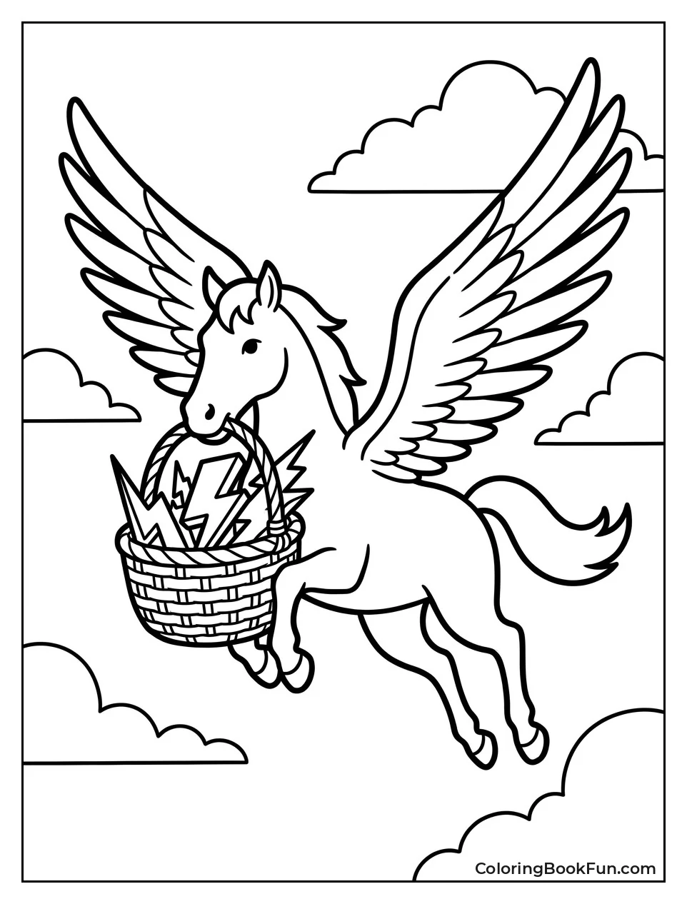 Pegasus Carrying Zeus Lightning Bolts