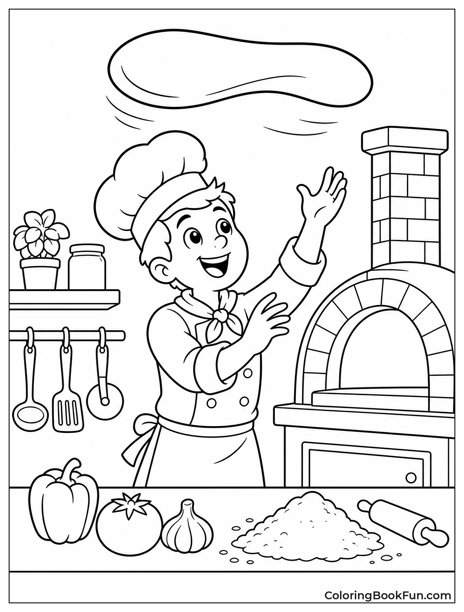 Chef Tossing Pizza Dough High