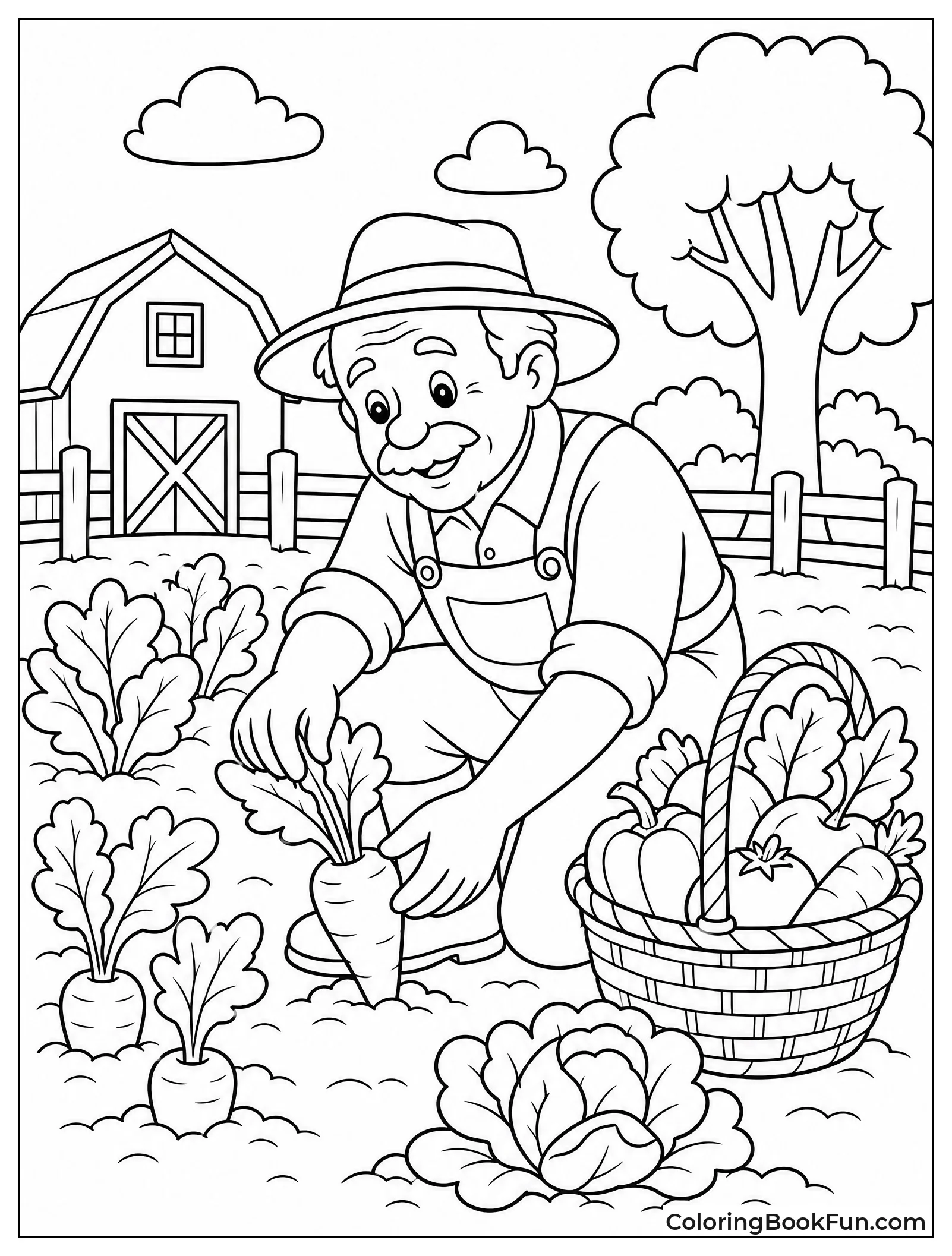 Farmer Harvesting Vegetables in Field