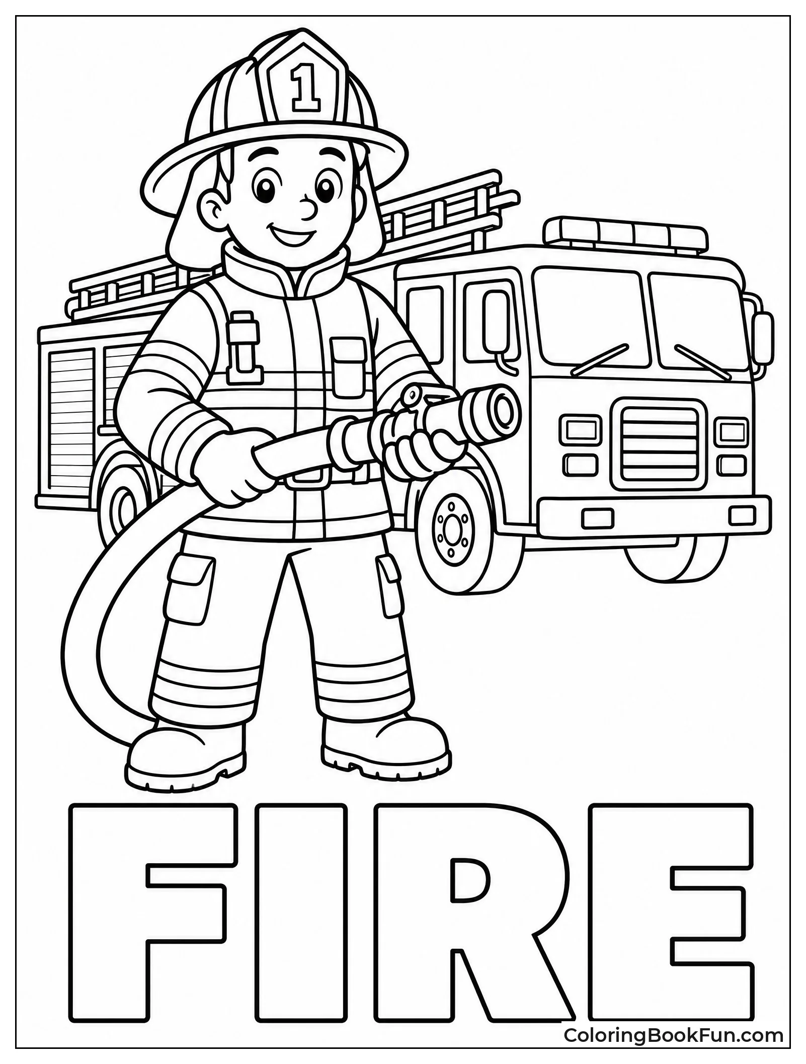 Firefighter Holding Fire Hose