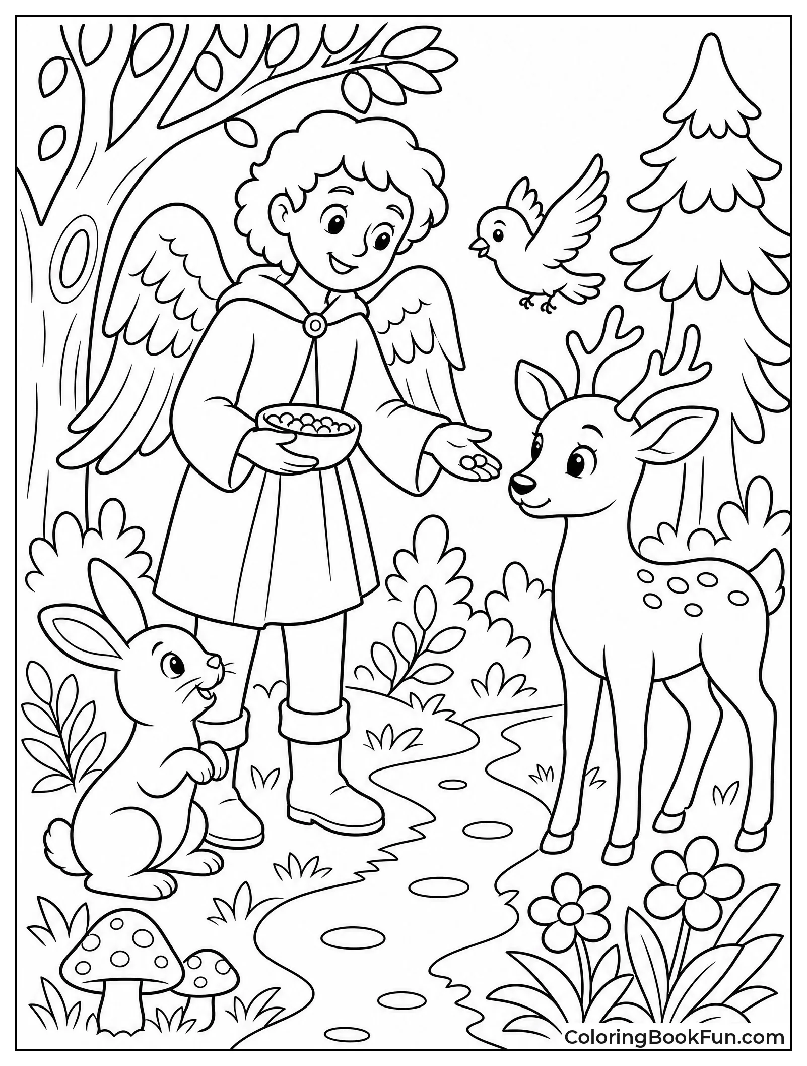 Fairy Helping Animals in Forest