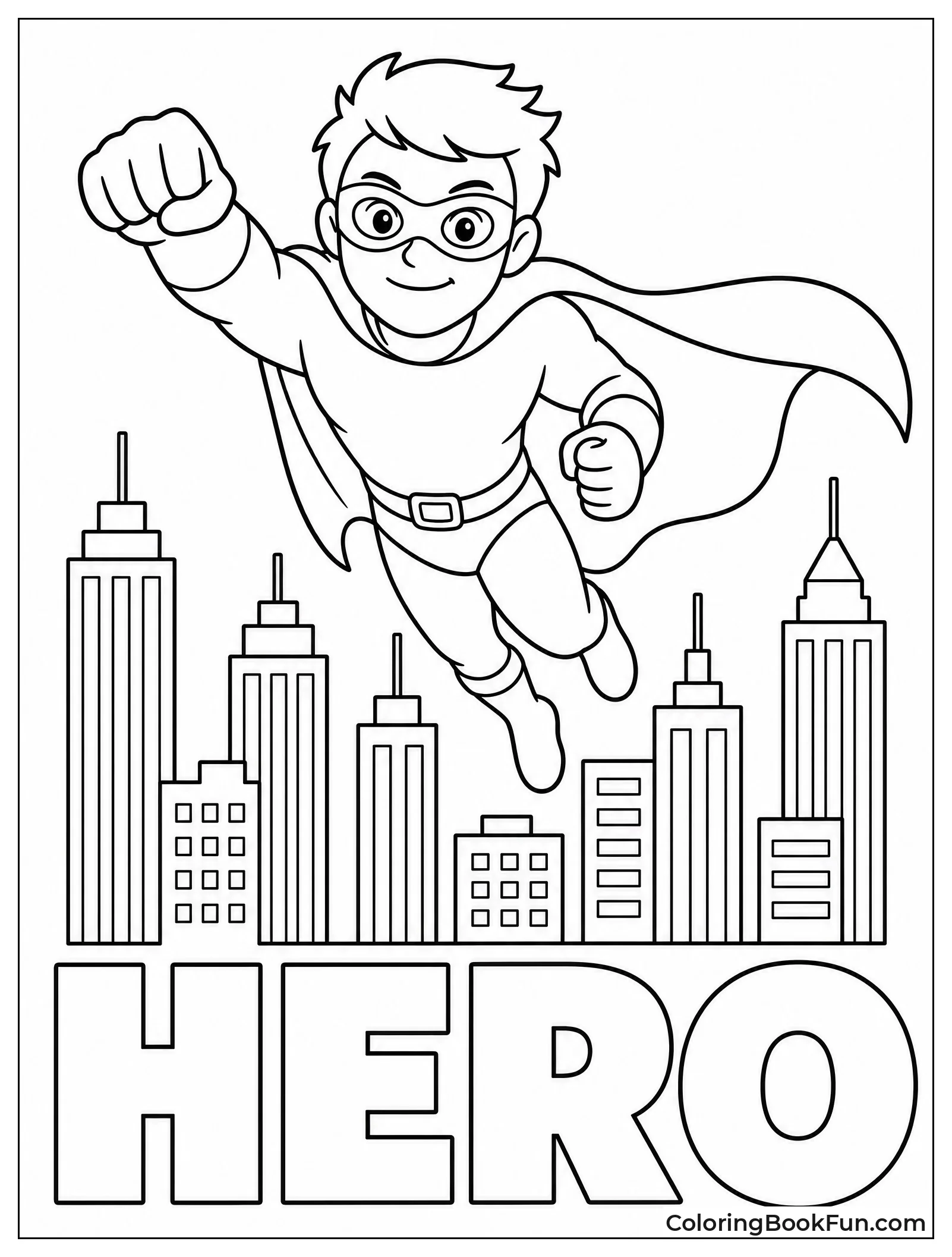Superhero Flying over City