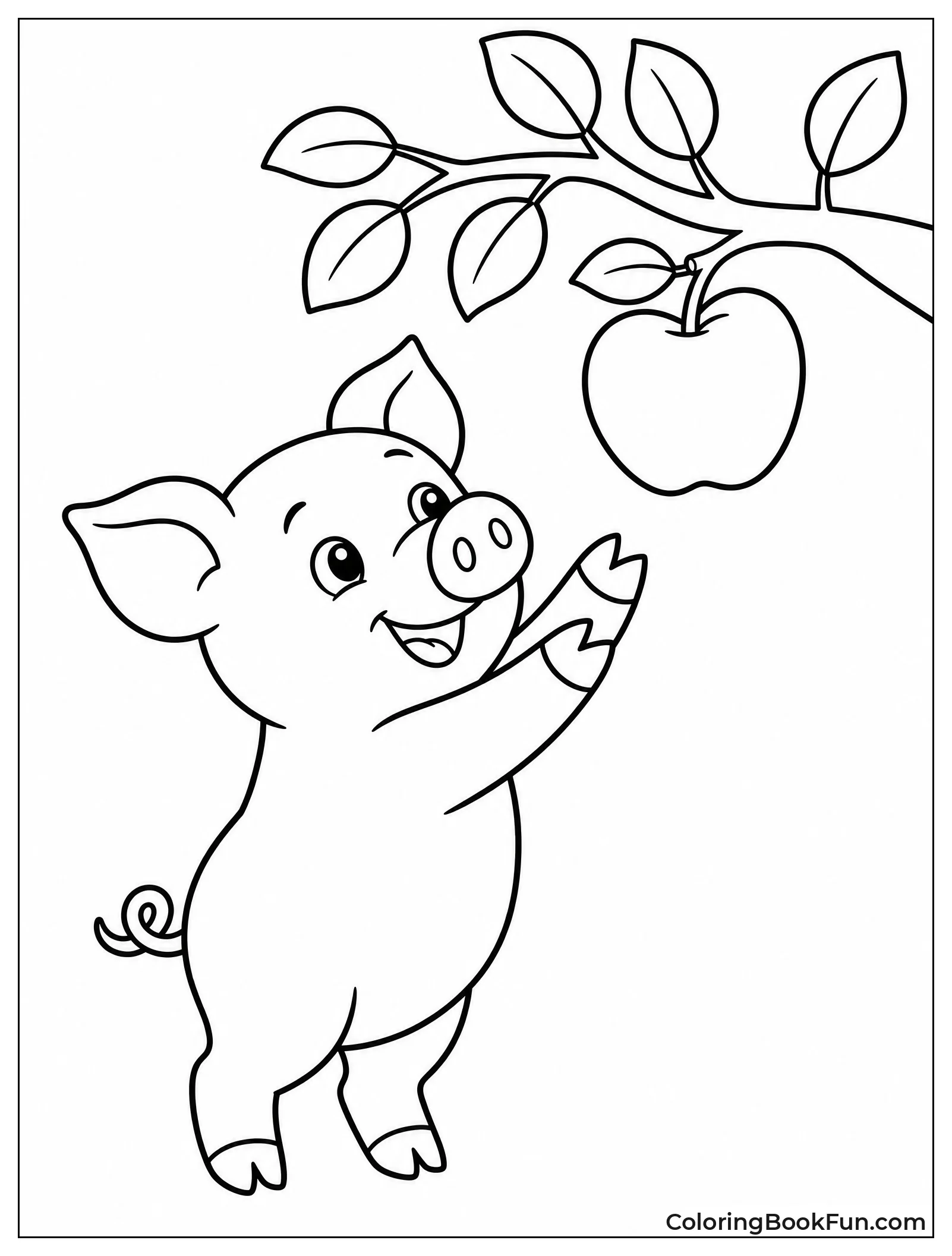 Piggy Reaching for Low Apple
