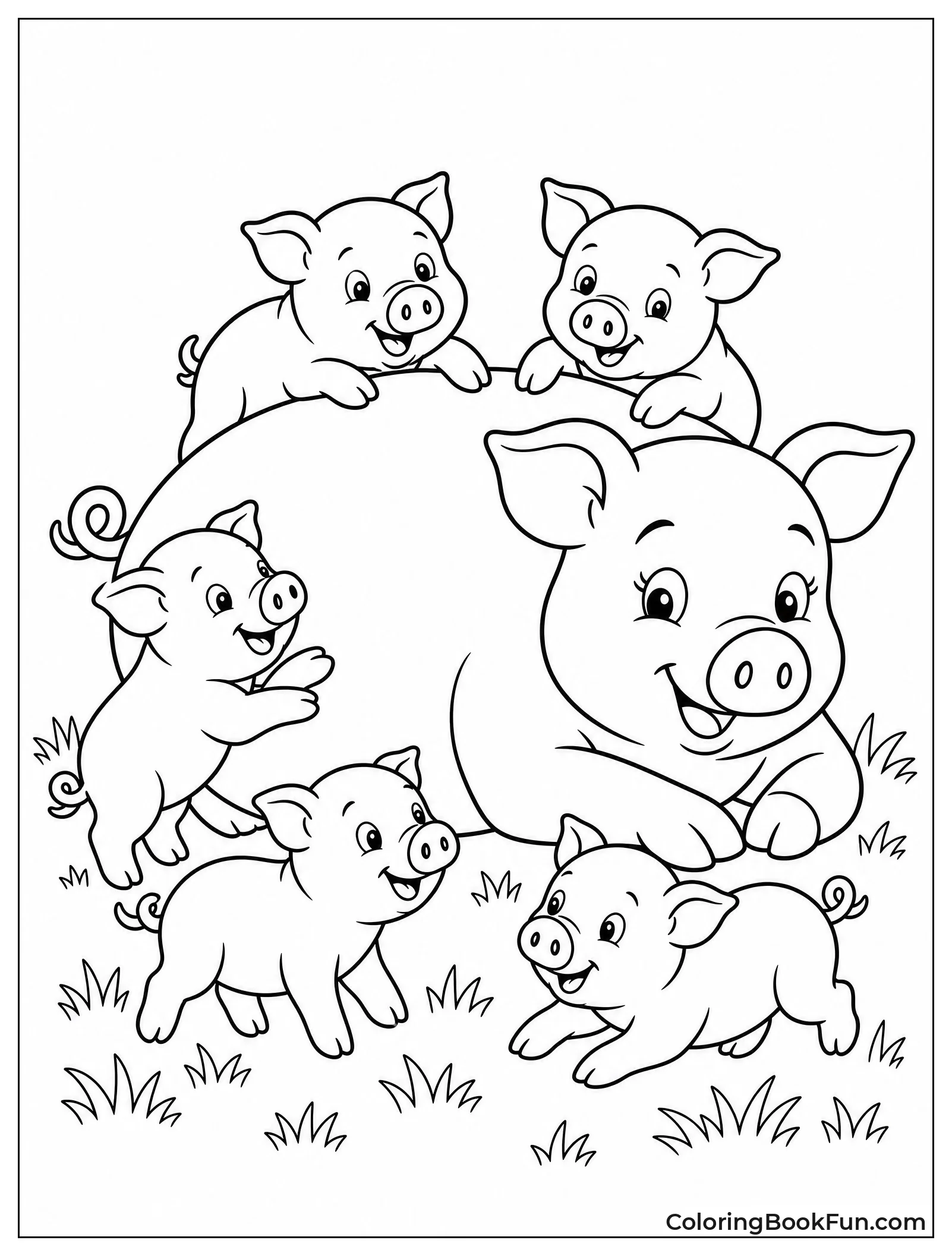 Mother Pig with Her Piglets