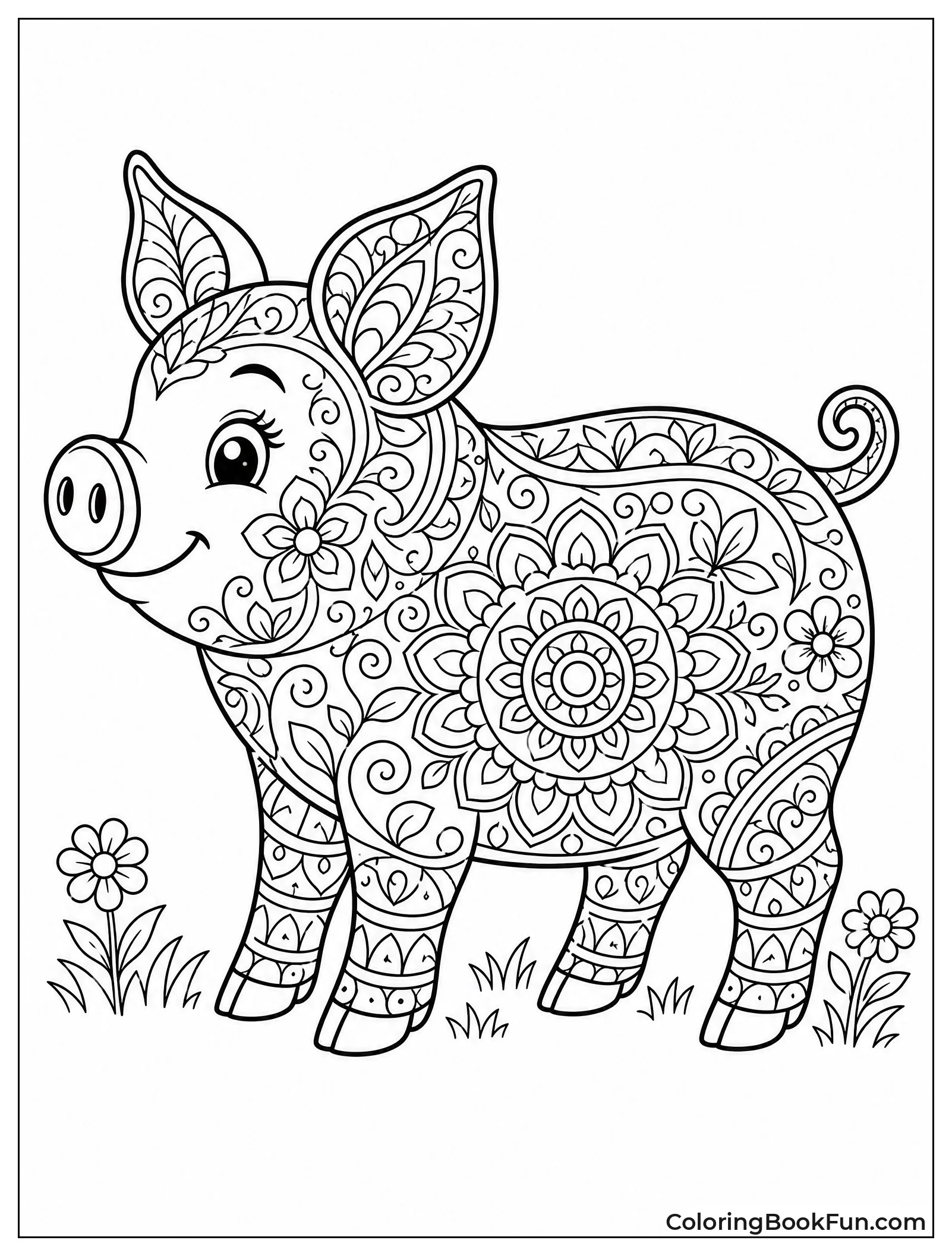 Pig Filled with Floral Patterns