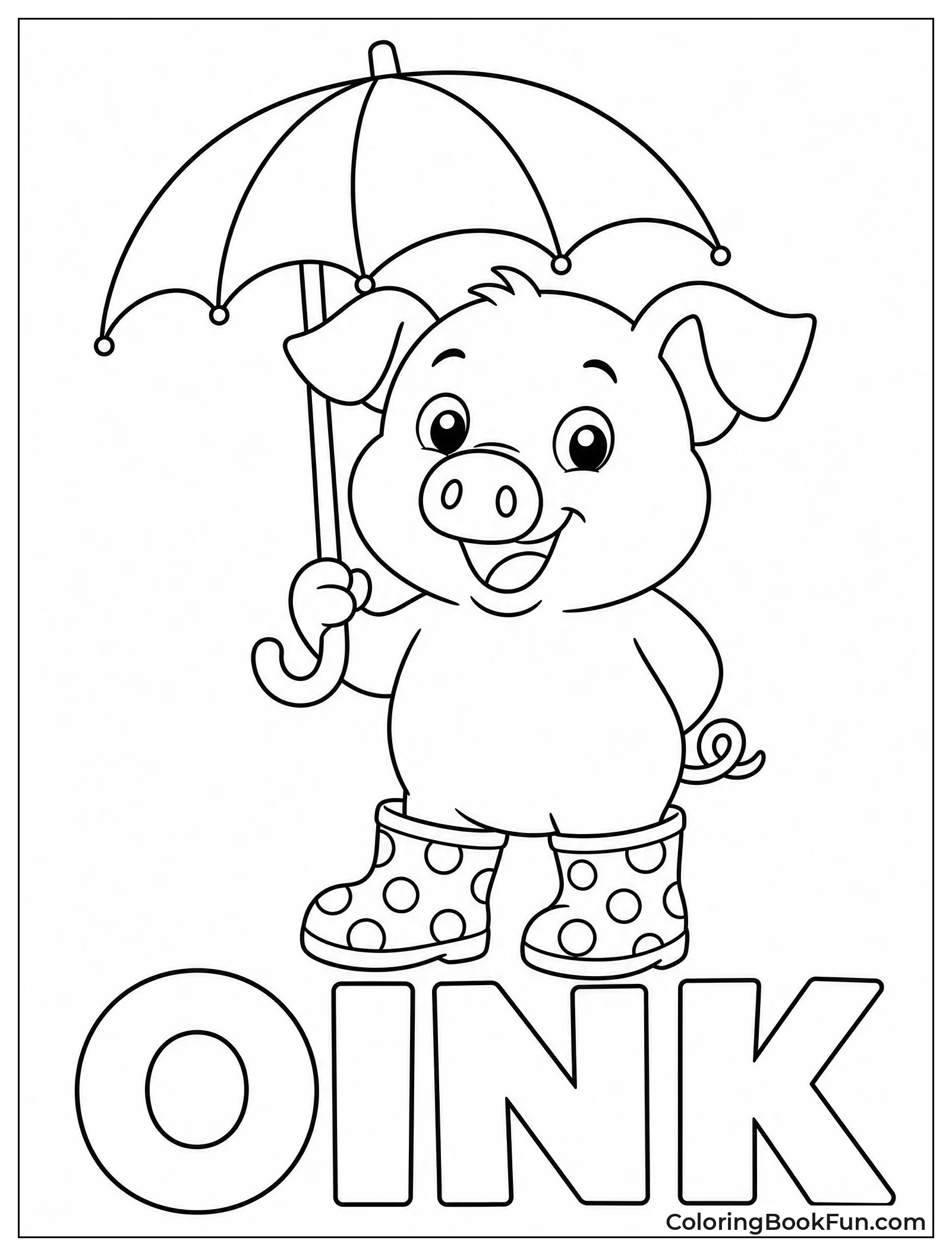 Piggy Wearing Patterned Rainboots