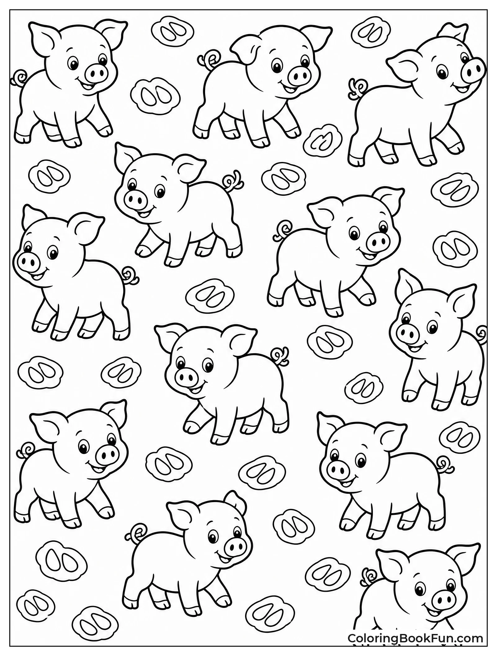 Piggies Walking with Muddy Prints