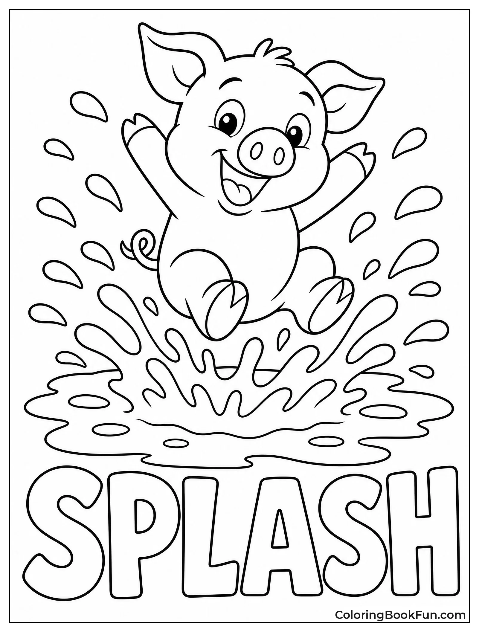 Piggy Jumping into Mud Puddle