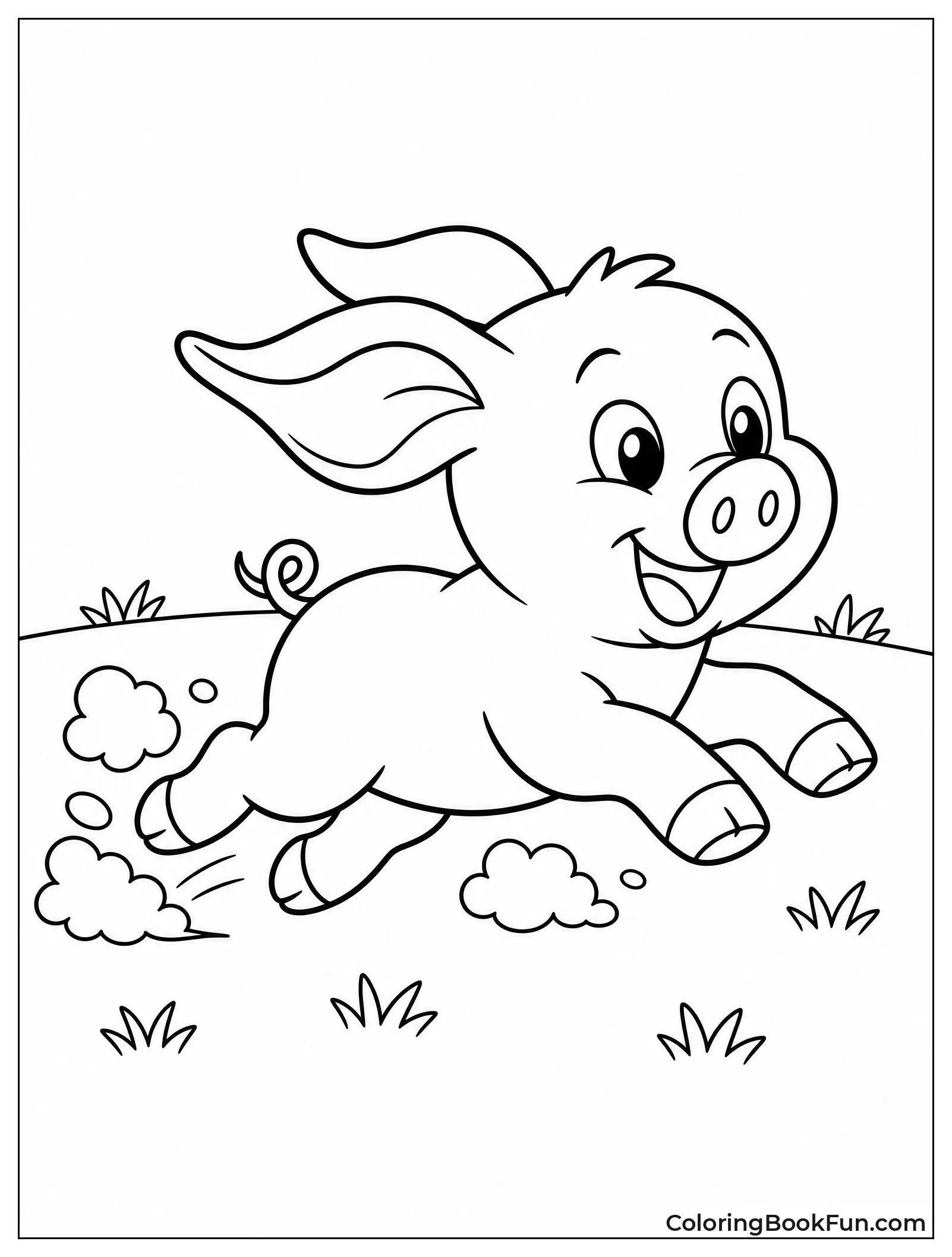 Piglet Racing Through Open Field