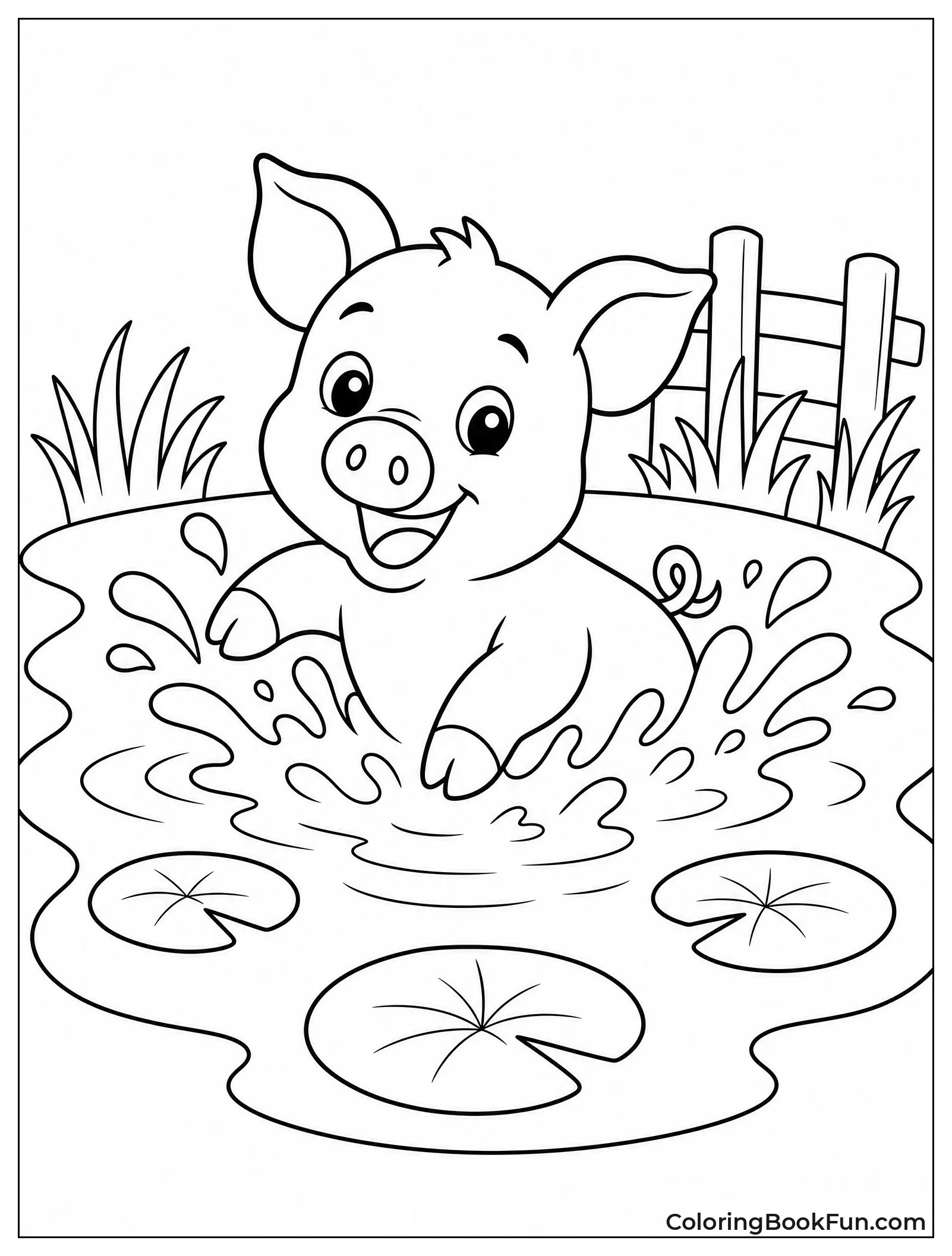 Piggy Paddling in Farm Pond