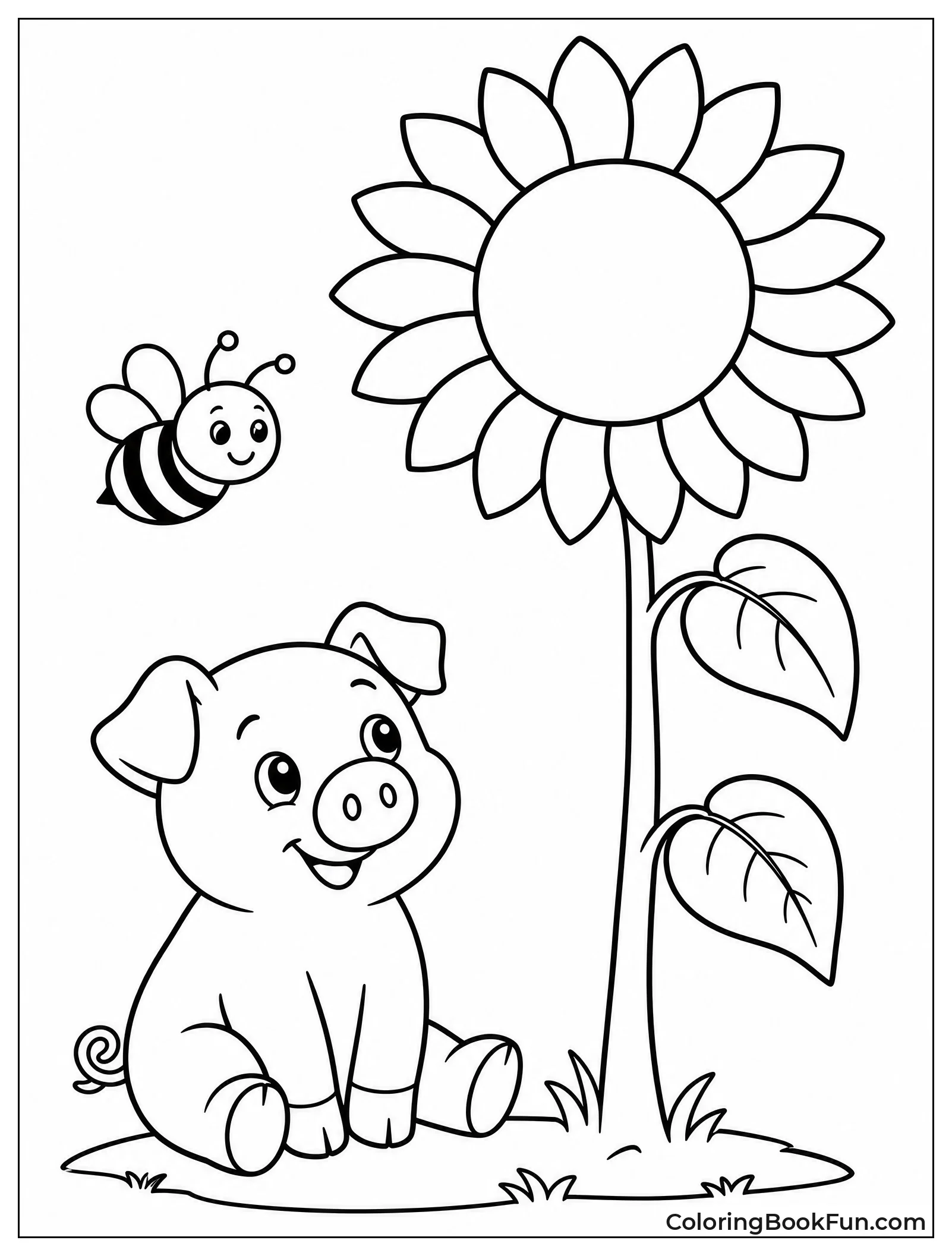 Piggy Next to Big Sunflower