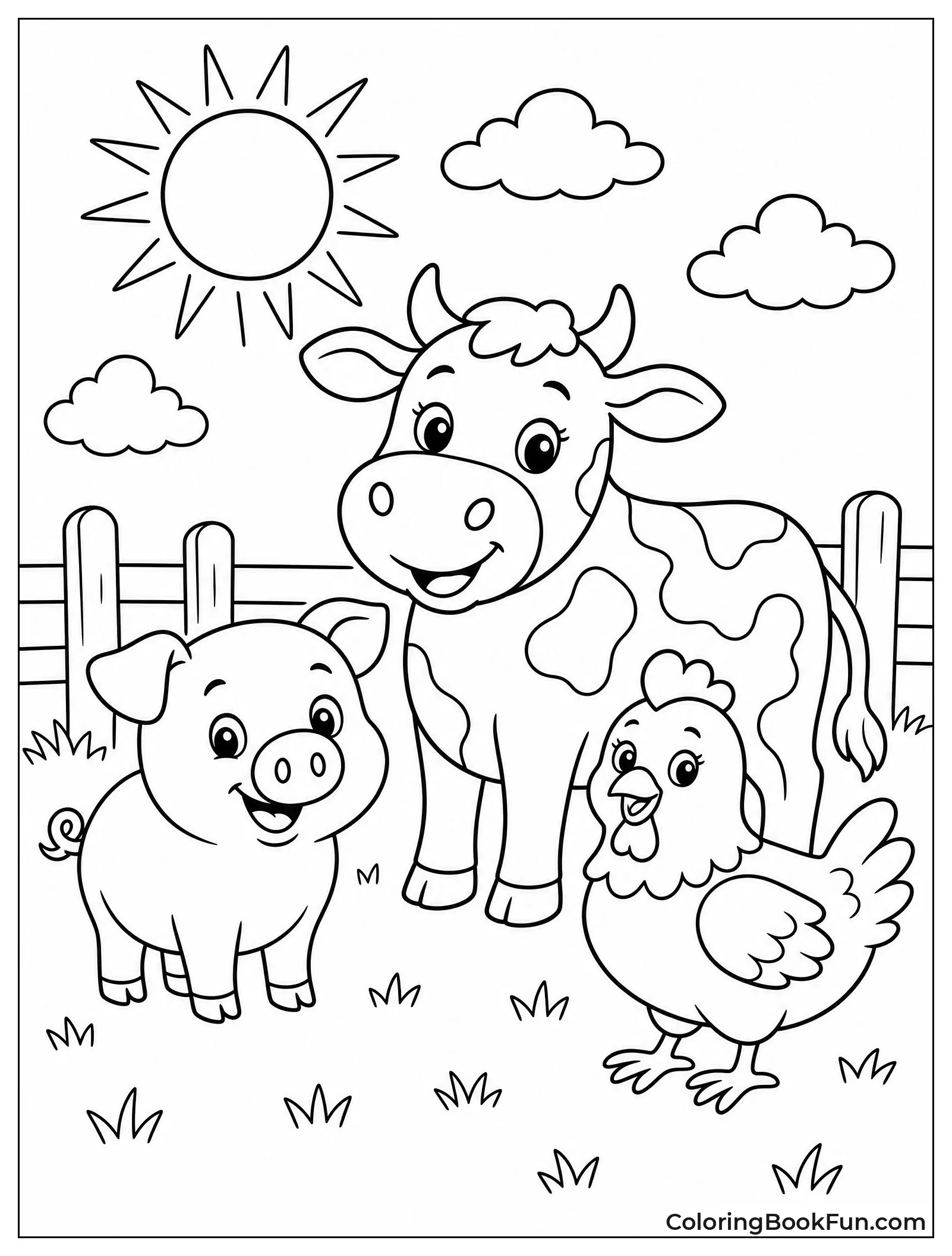 Piggy Standing with Farm Friends