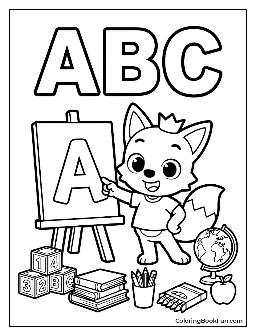 Pinkfong Points at Letter A