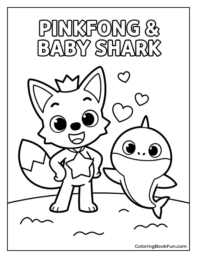 Pinkfong Stands Beside Baby Shark