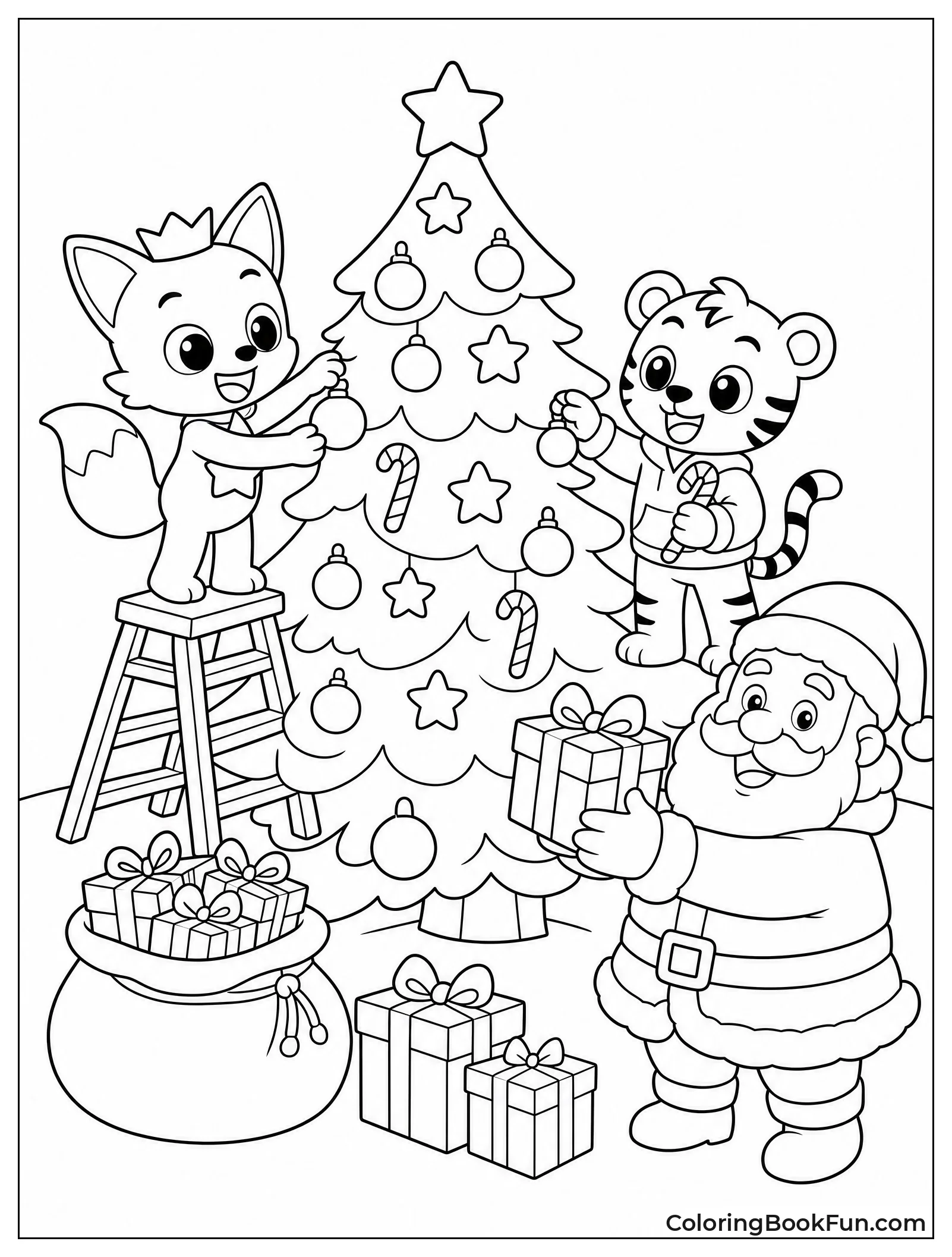Decorating Pine Tree for Christmas