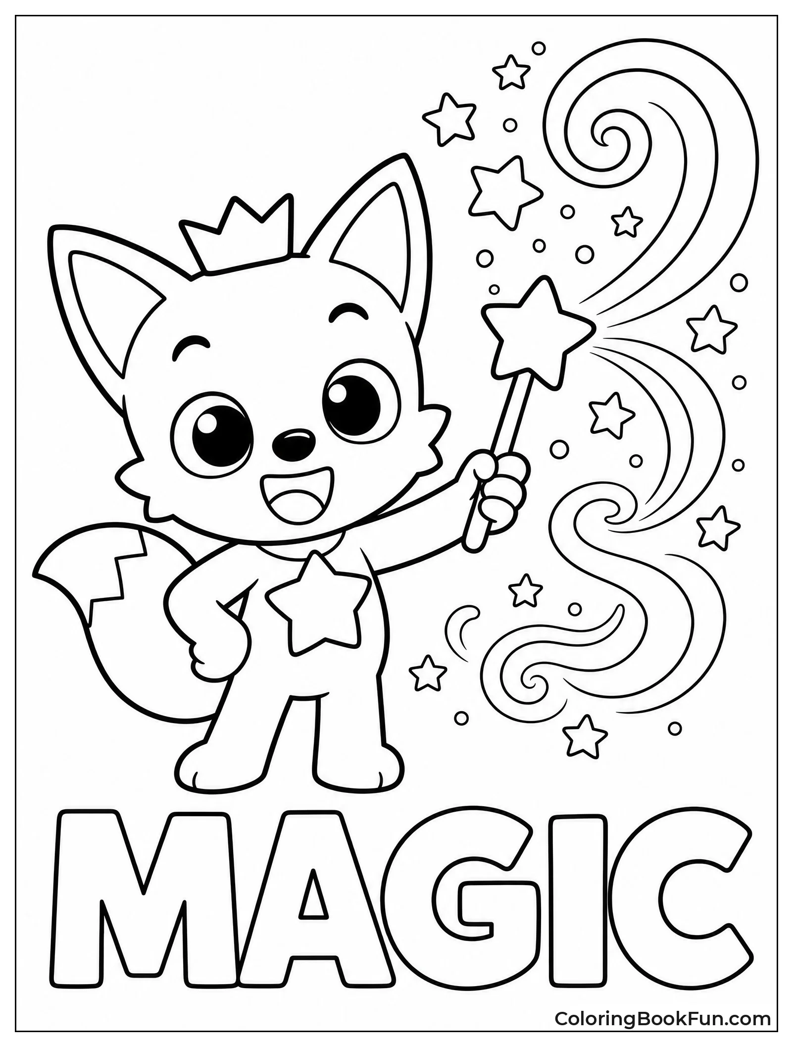 Pinkfong Holds Magic Wand