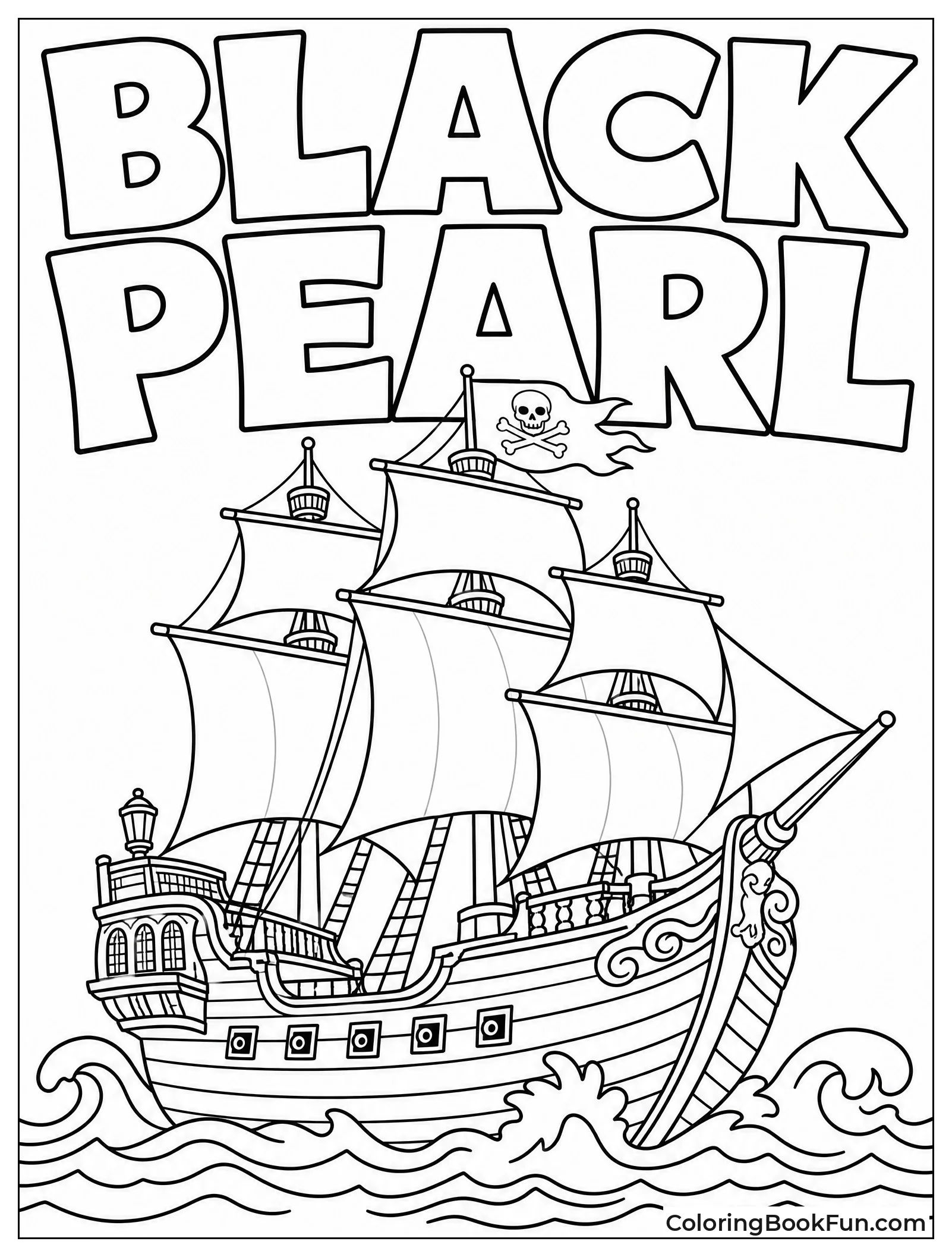 Black Pearl Sailing on Waves