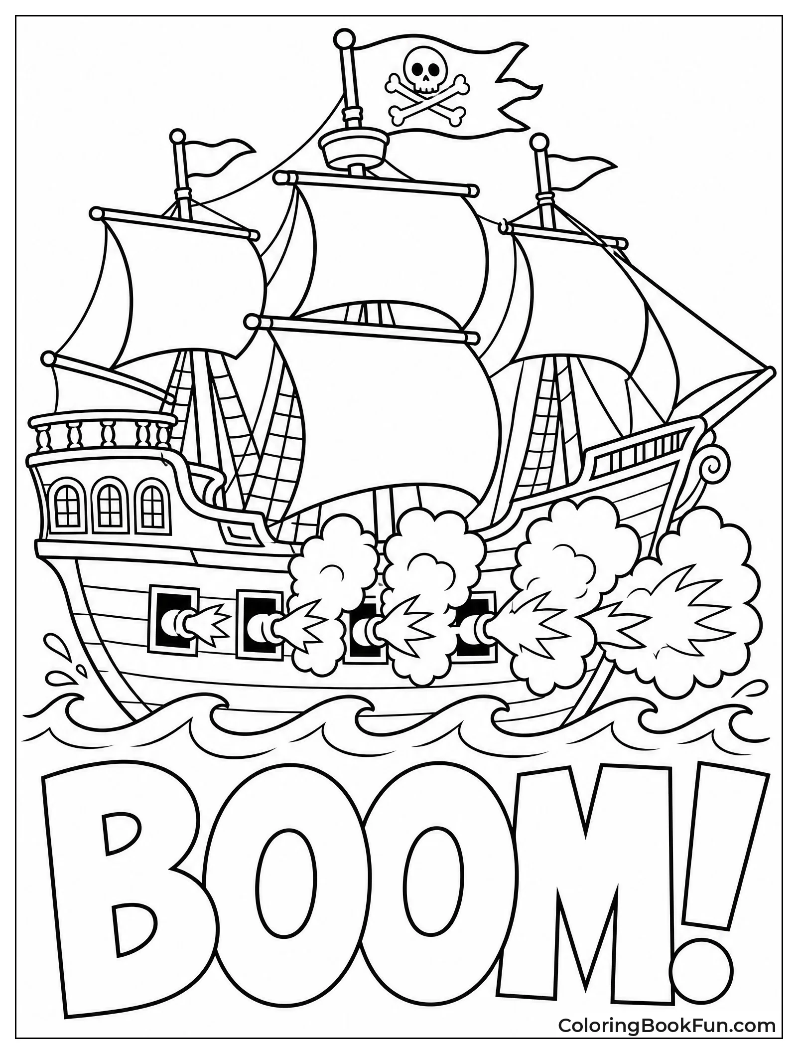 Cannons Firing with Smoke and Fire