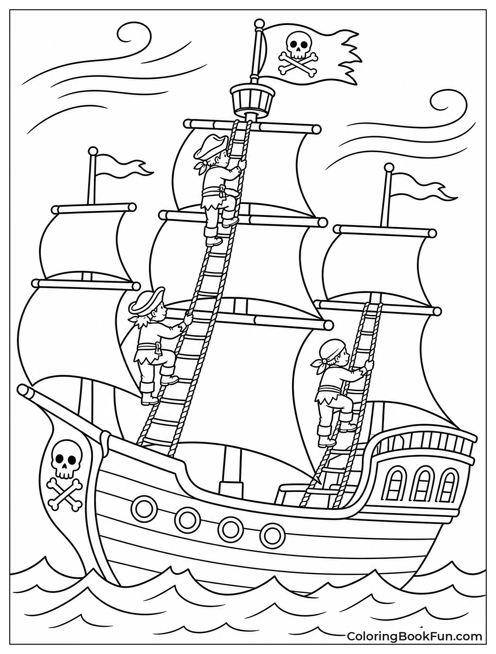 Pirates Climbing Rope Ladders High