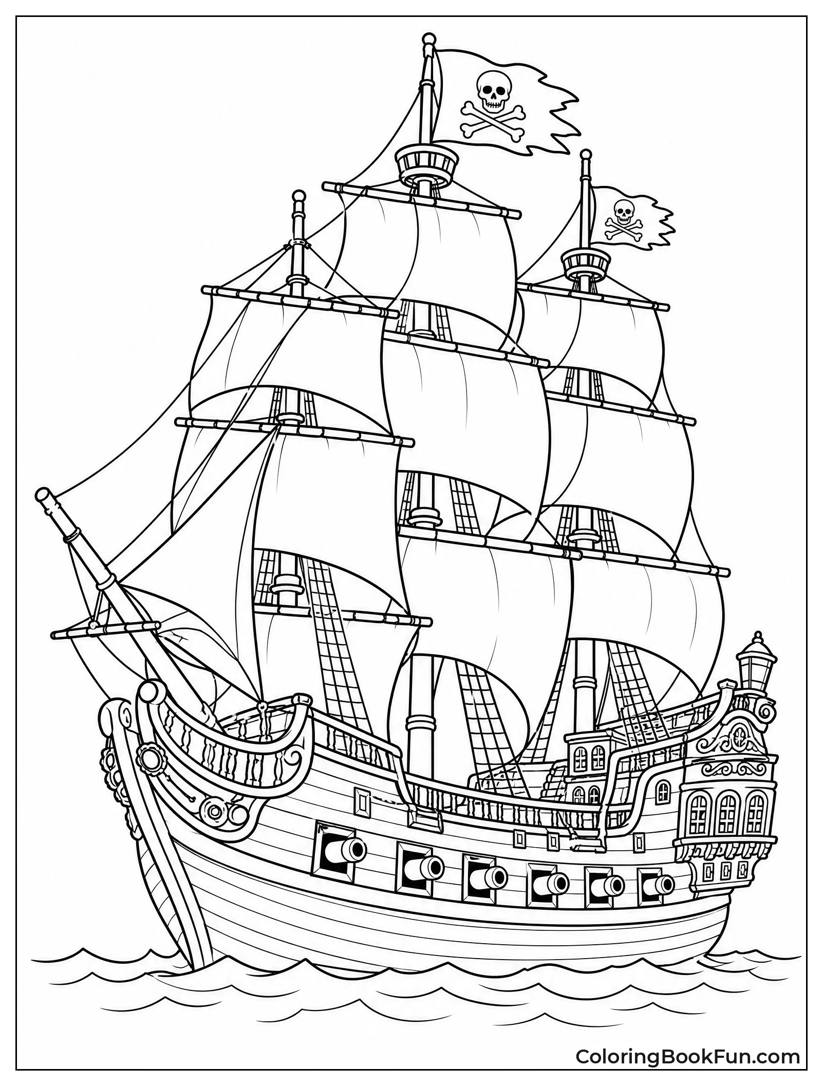 Detailed Black Pearl with Cannons