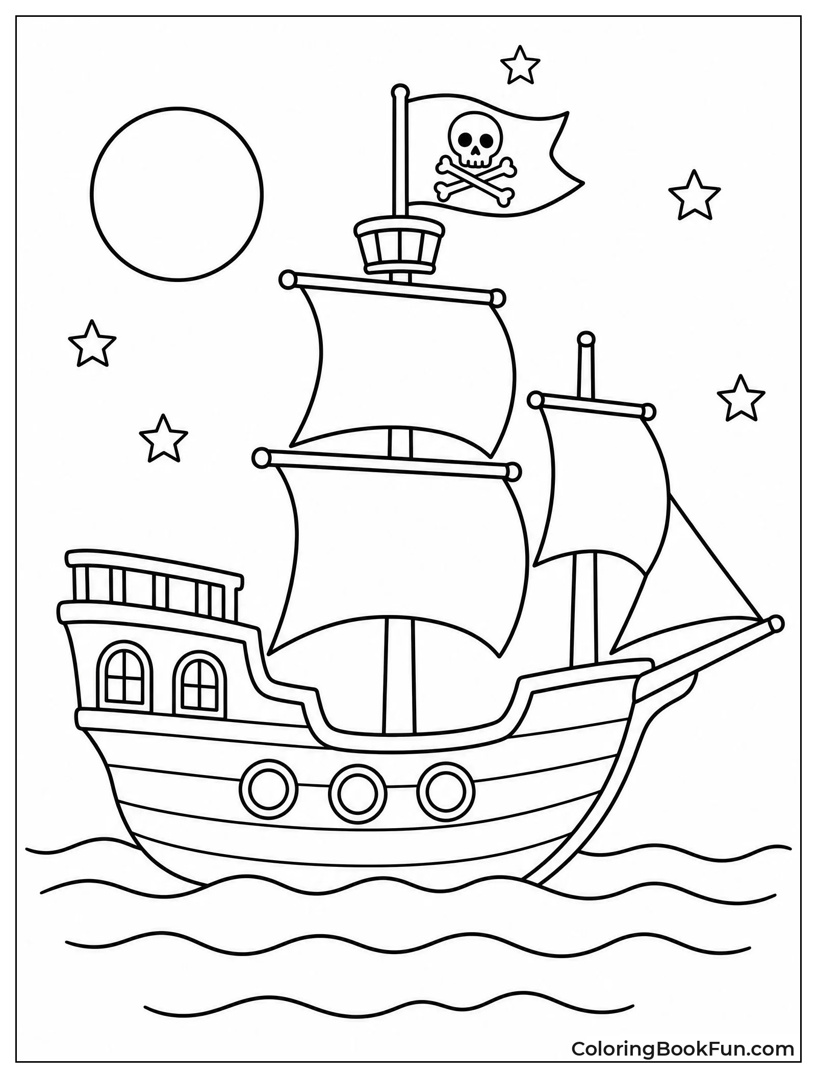 Ship Sailing Under Full Moon