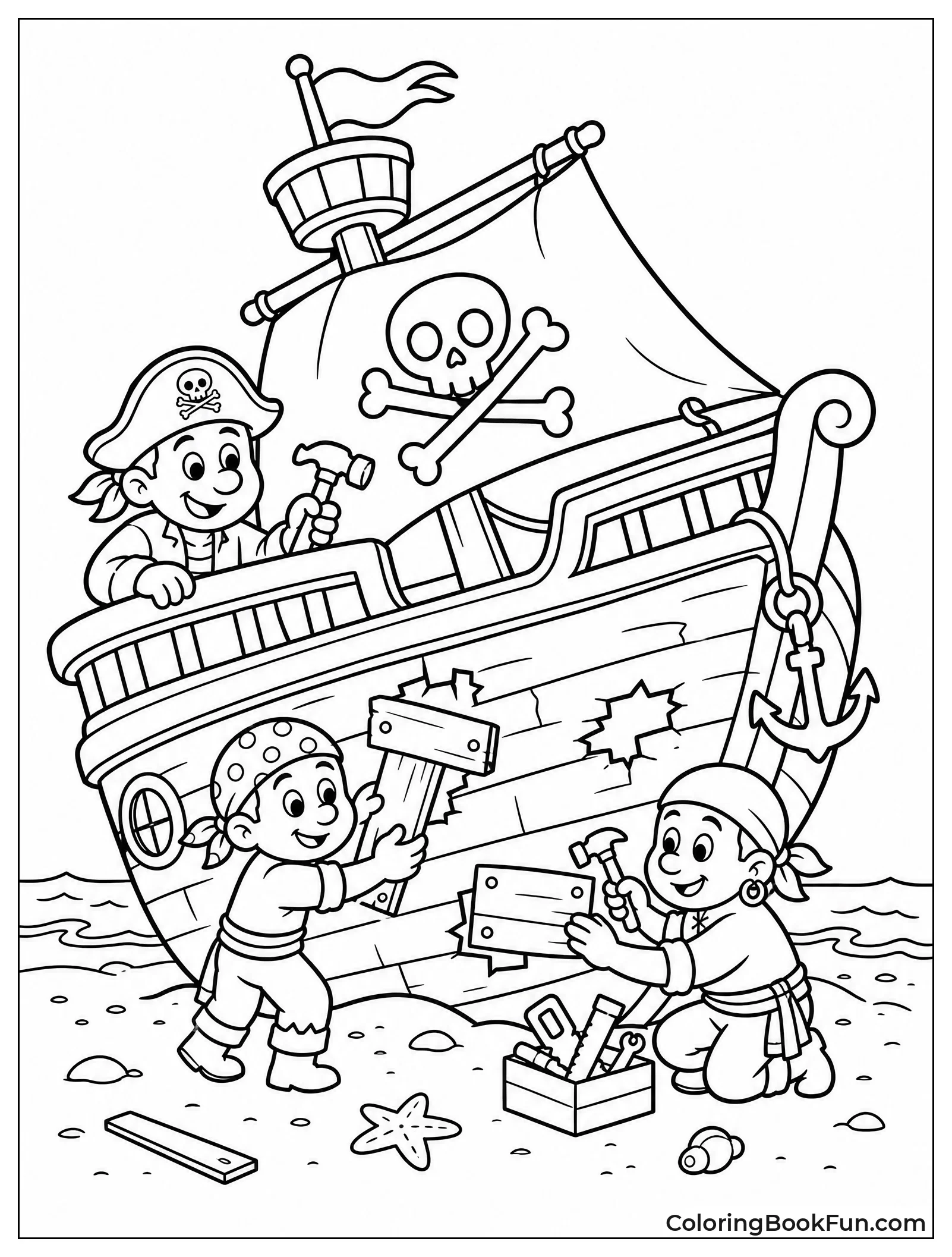 Fixing Ship Hull on Beach