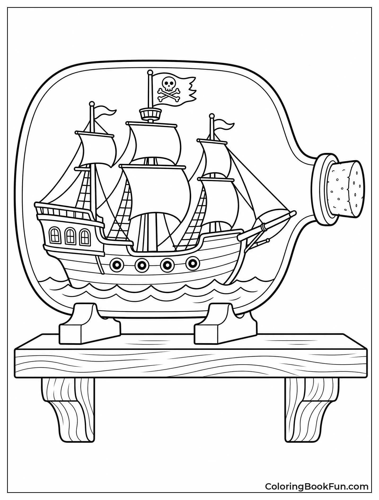 Pirate Ship Inside a Bottle