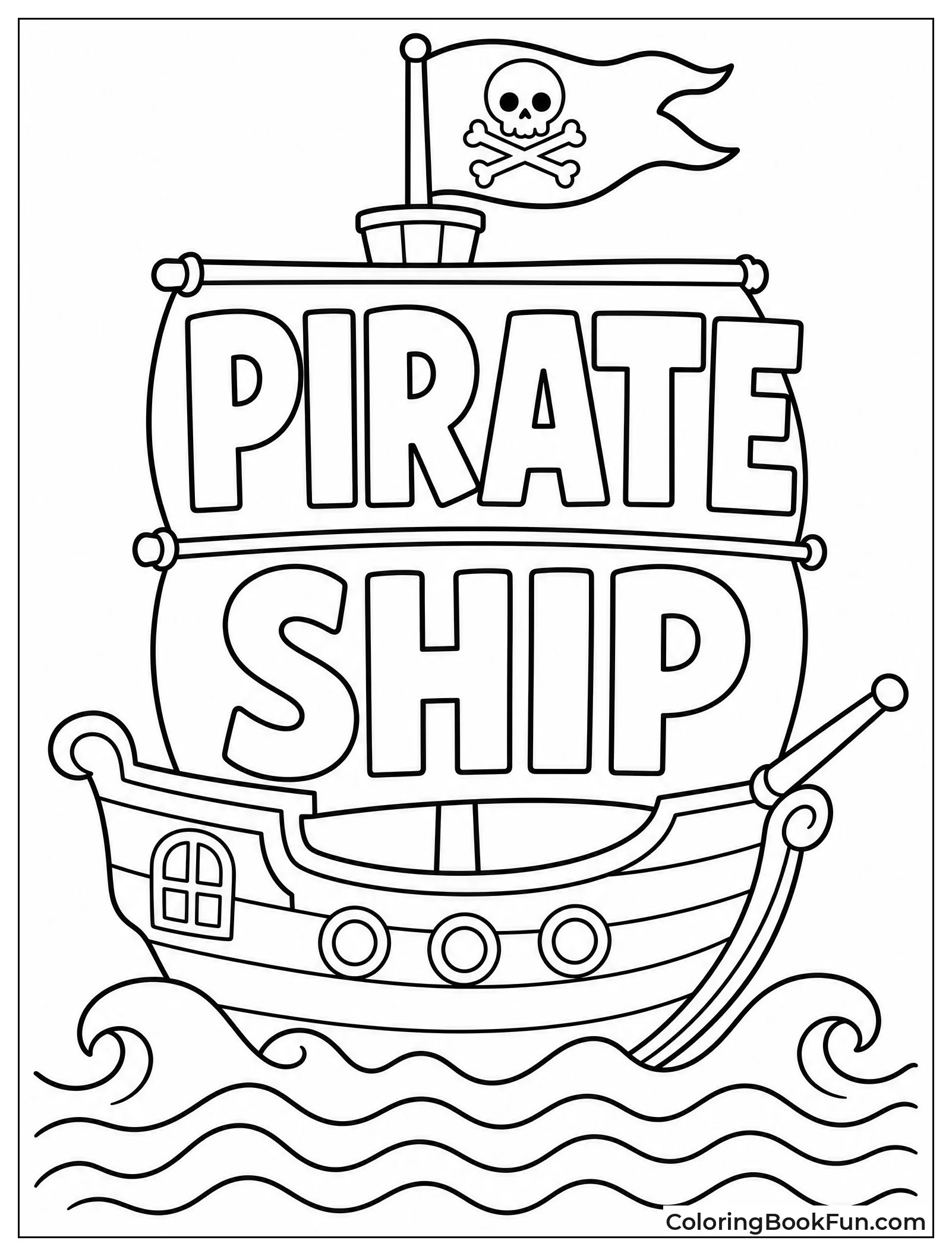 Pirate Ship Title with Waves