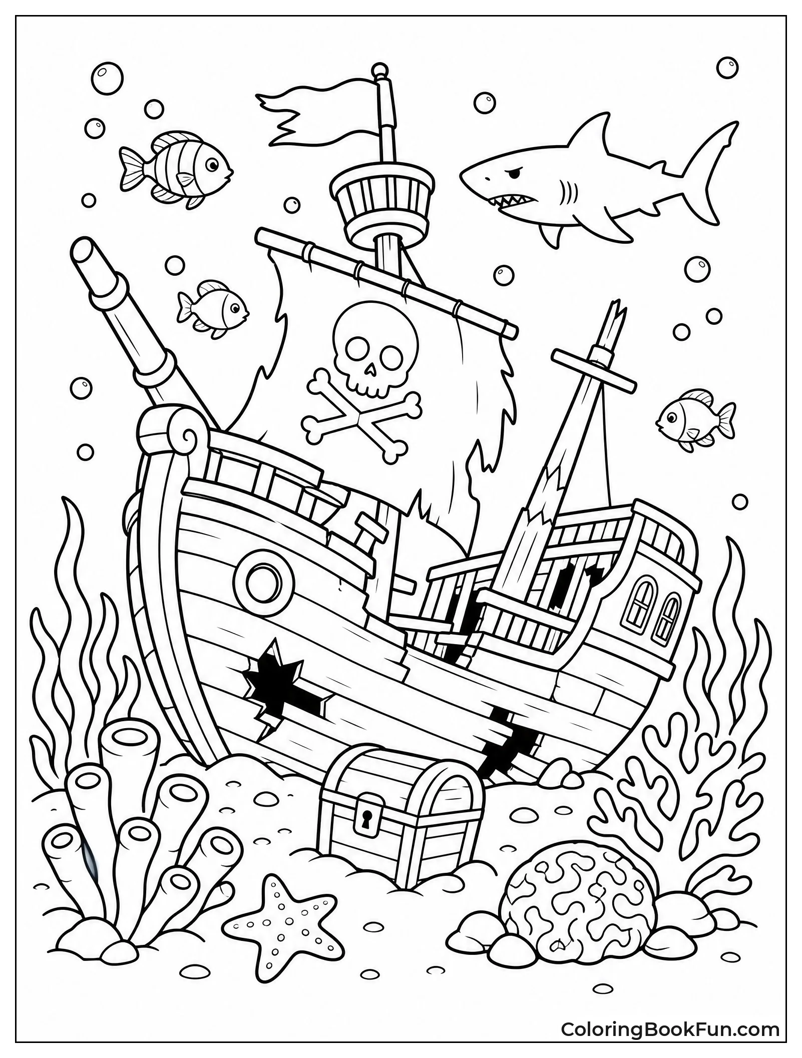 Sunken Ship on Ocean Floor