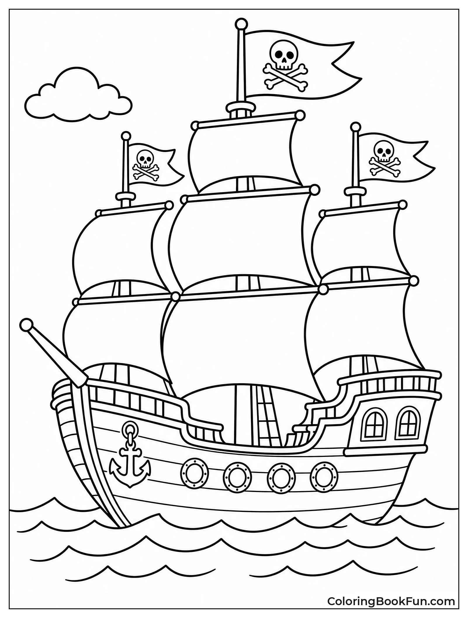 Ship with Skull Sails Flying