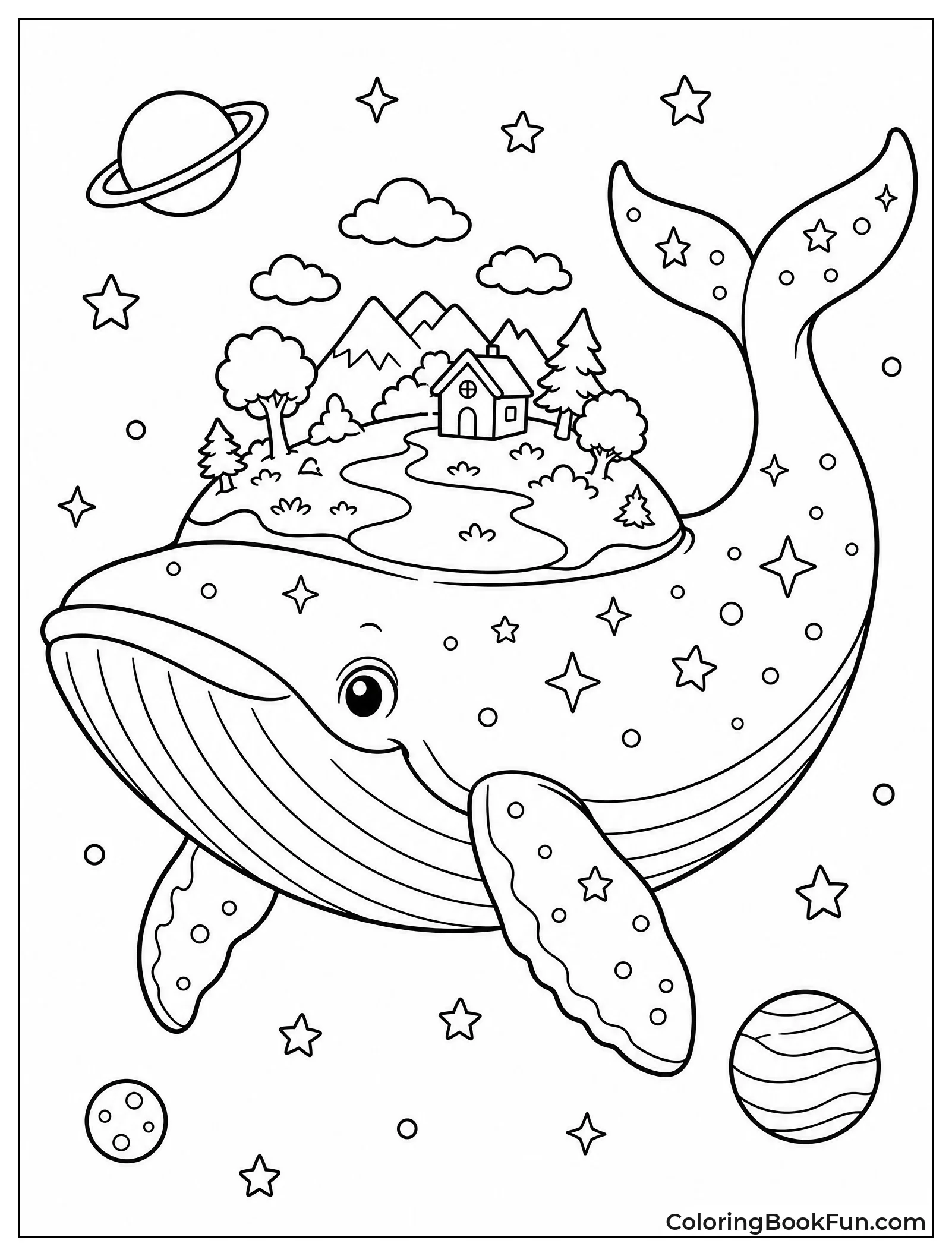 Whale Swimming With Planet On Back
