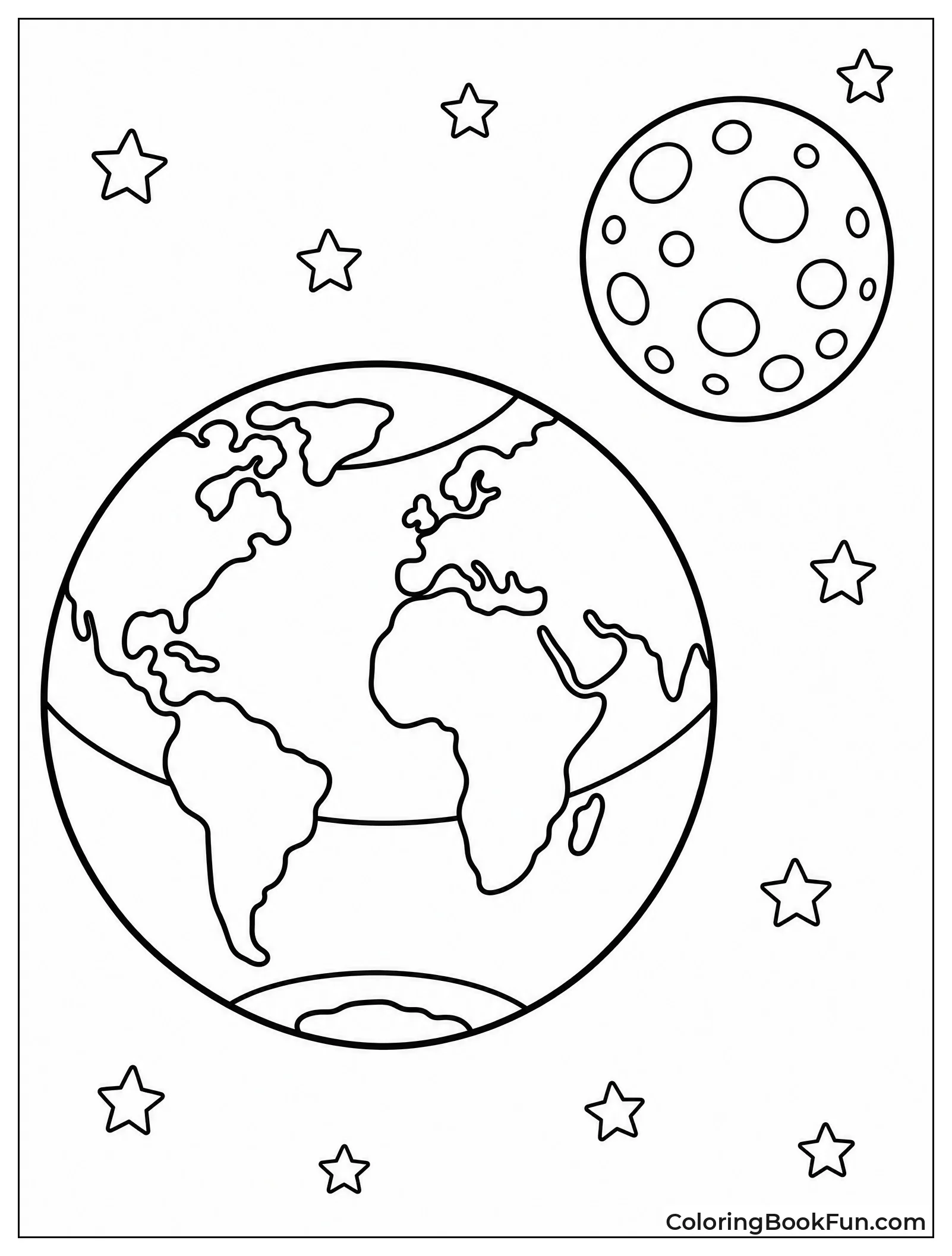 Earth And Moon In Night Sky