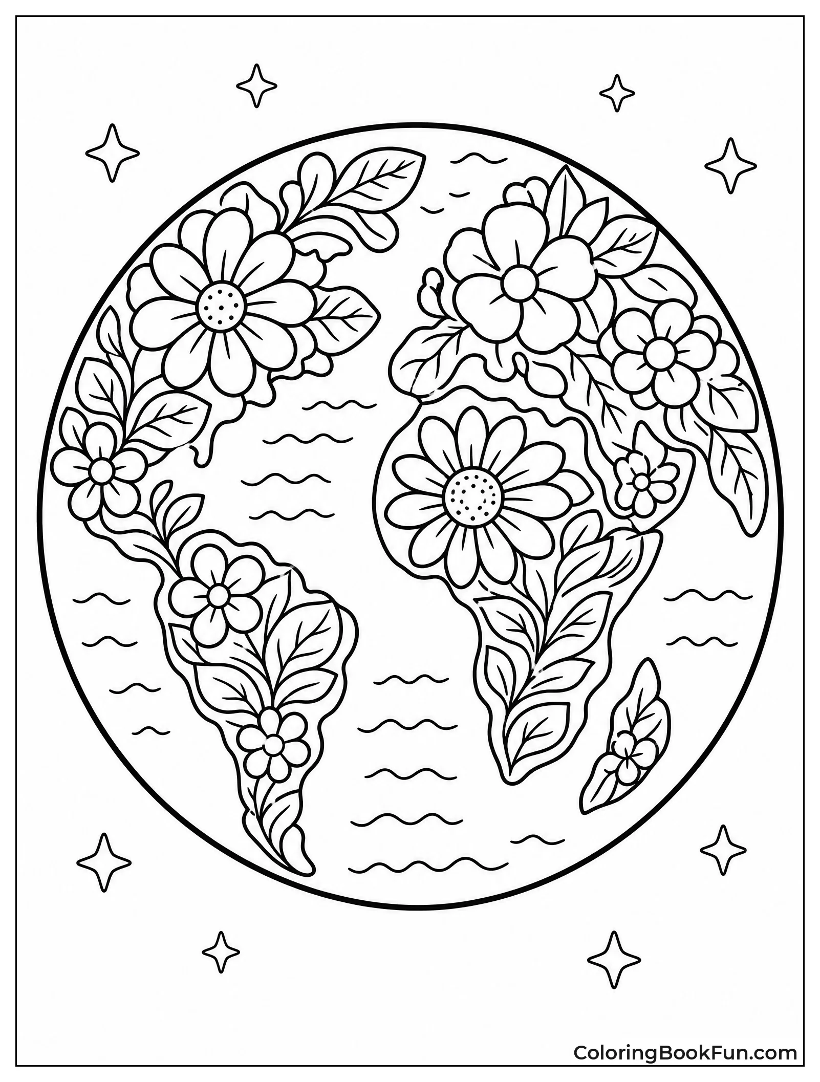 Earth Covered In Pretty Flowers