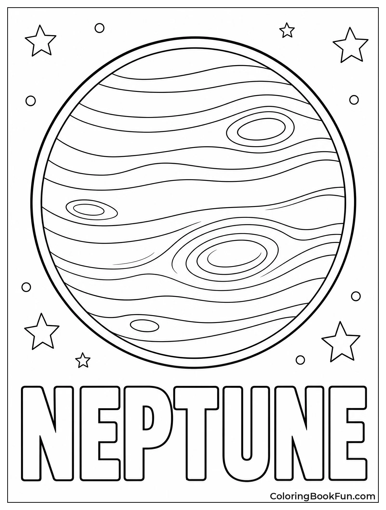 Neptune With Swirling Blue Storms