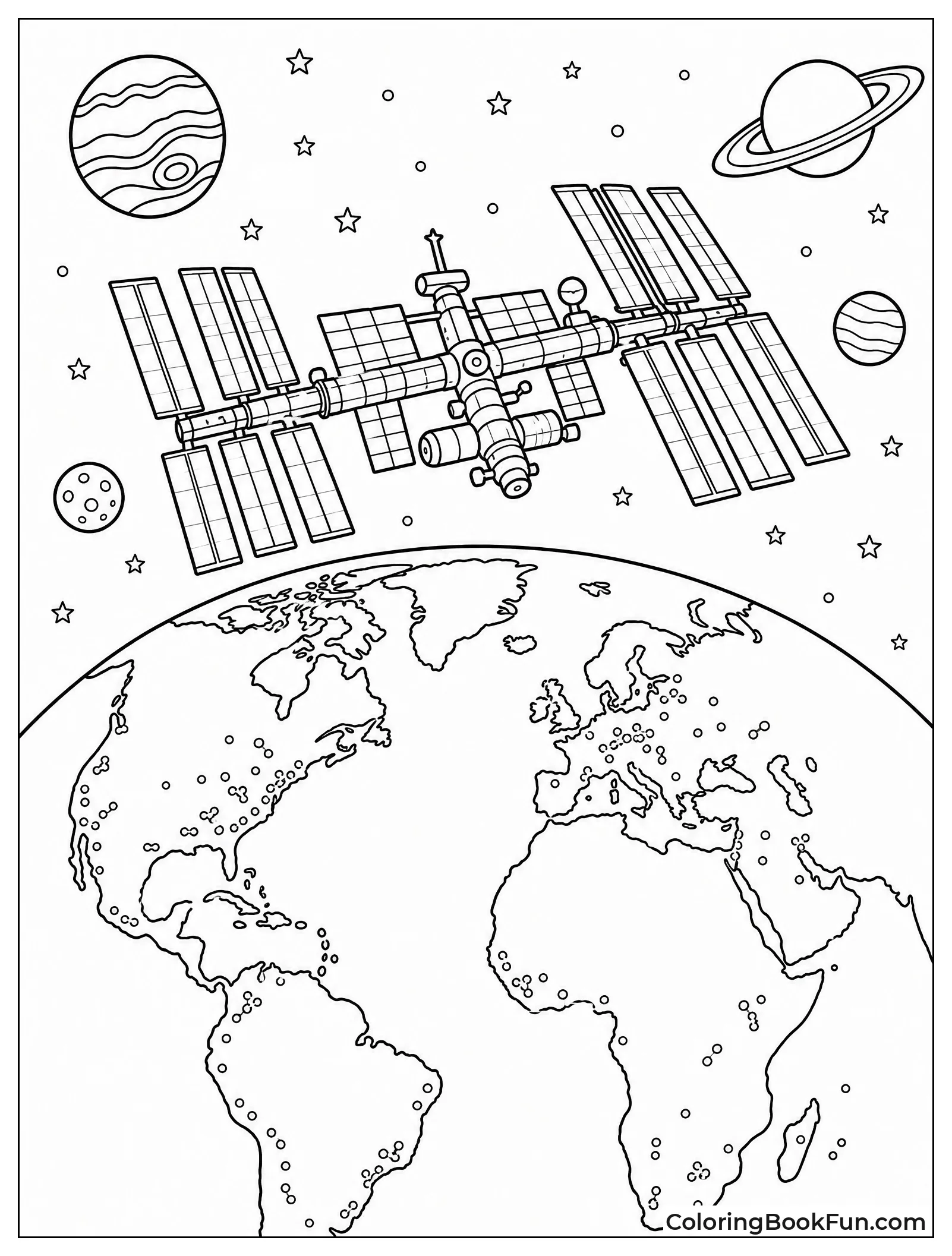 Space Station Orbiting Around Earth