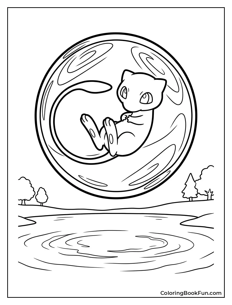 Mew Floating inside Psychic Bubble