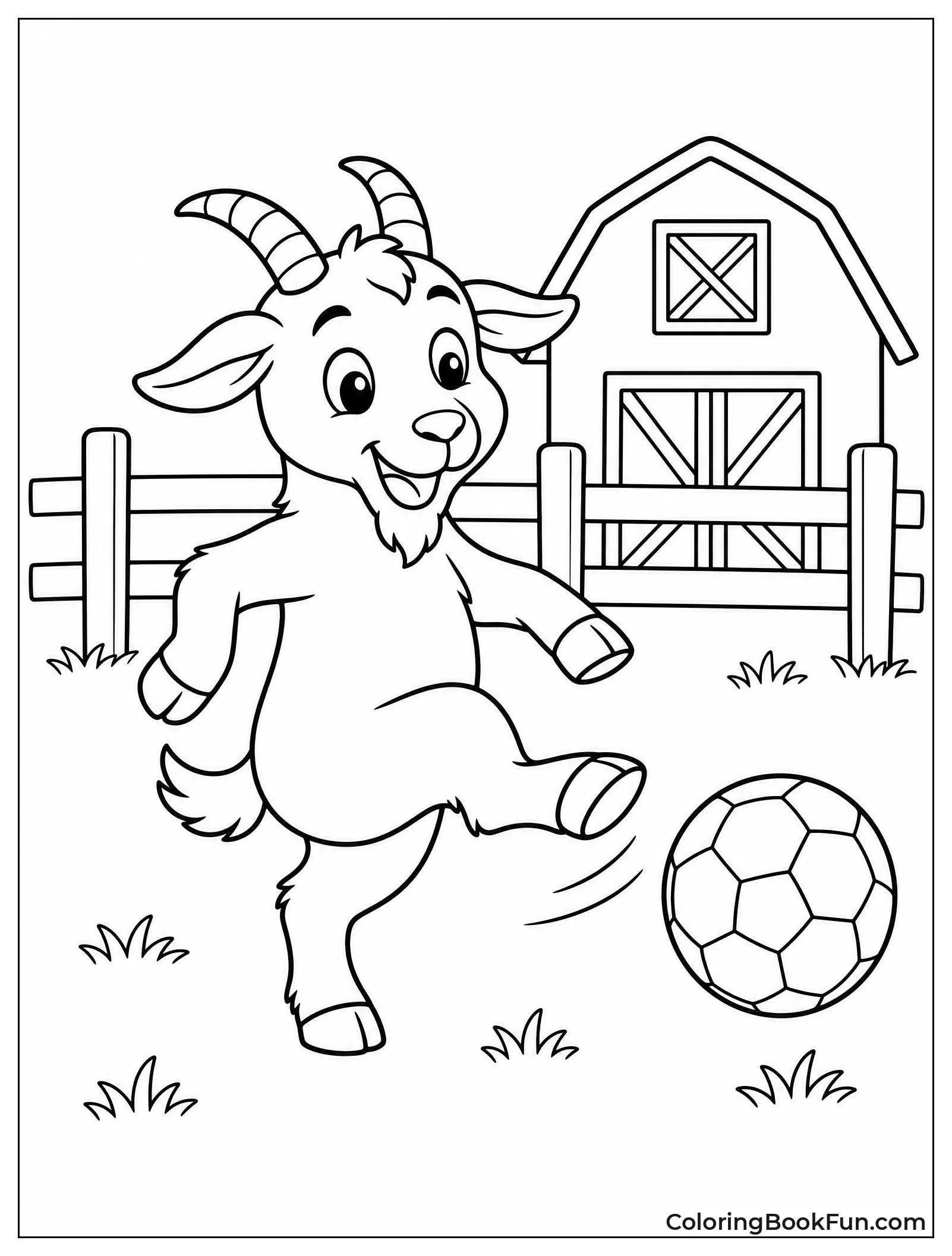 Goat Kicking a Ball