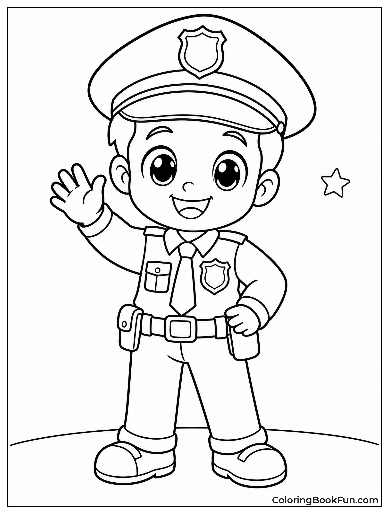 Cute Kawaii Officer Waves Hello