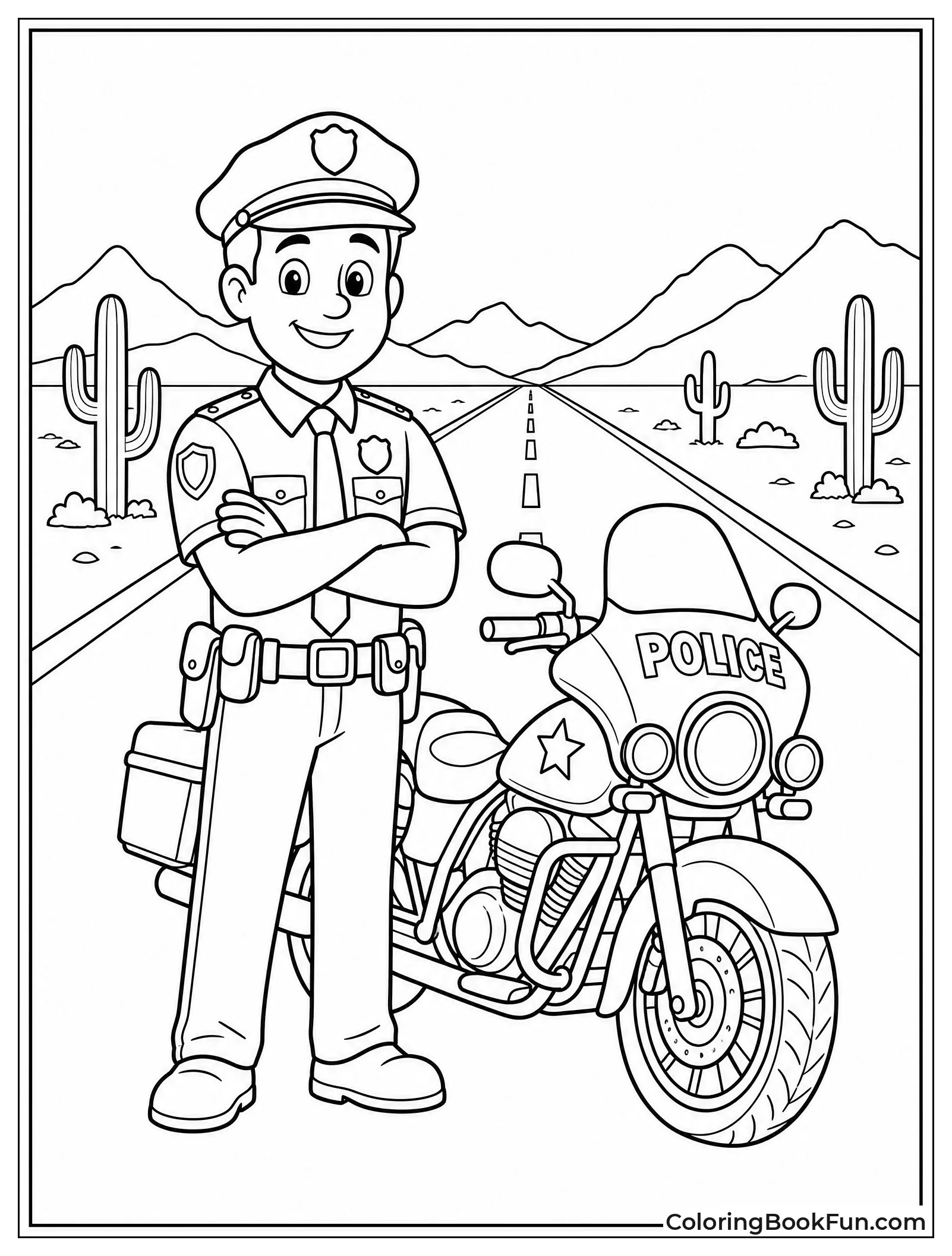 Officer Patrols Desert Highway