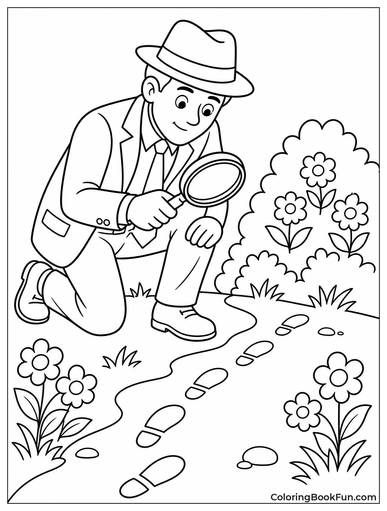 Detective Searches Garden for Clues