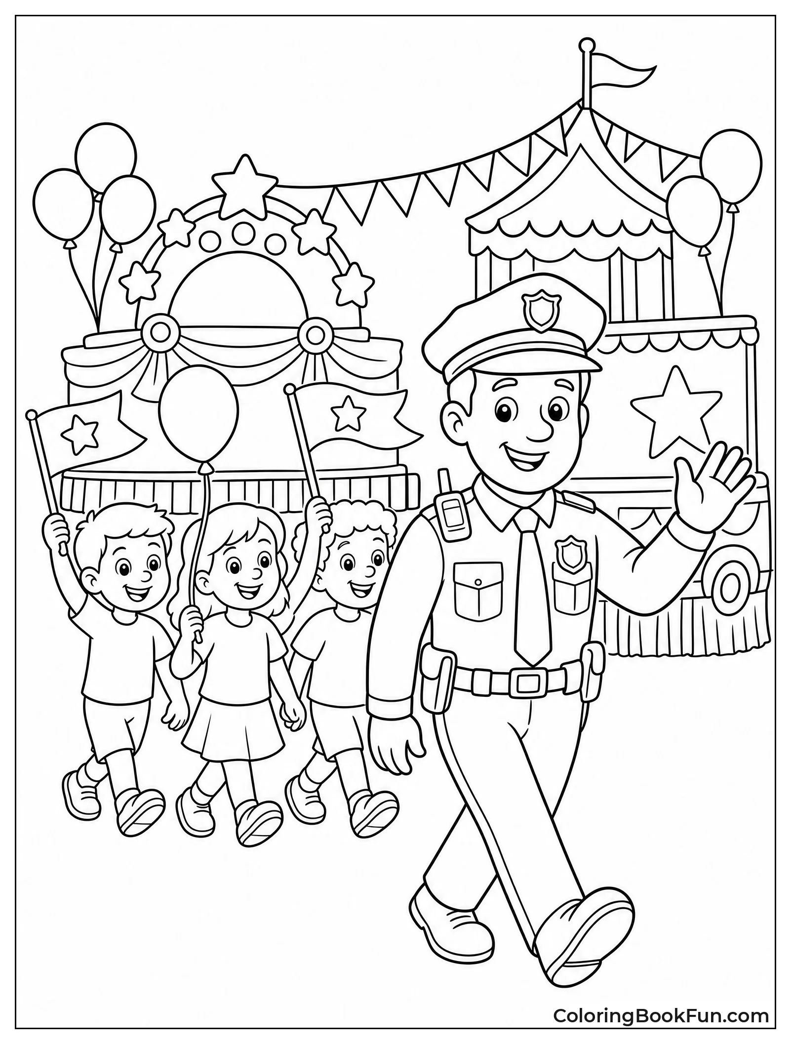 Officer Leads Colorful Parade
